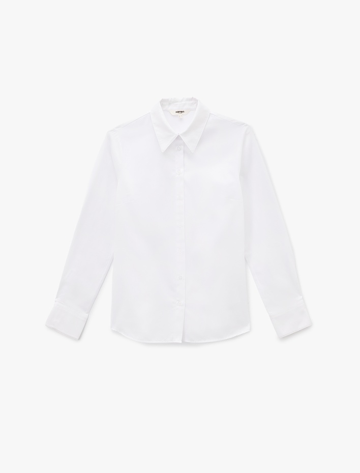  Regular Fit Uzun Kollu Düğmeli Klasik Yaka Poplin Gömlek