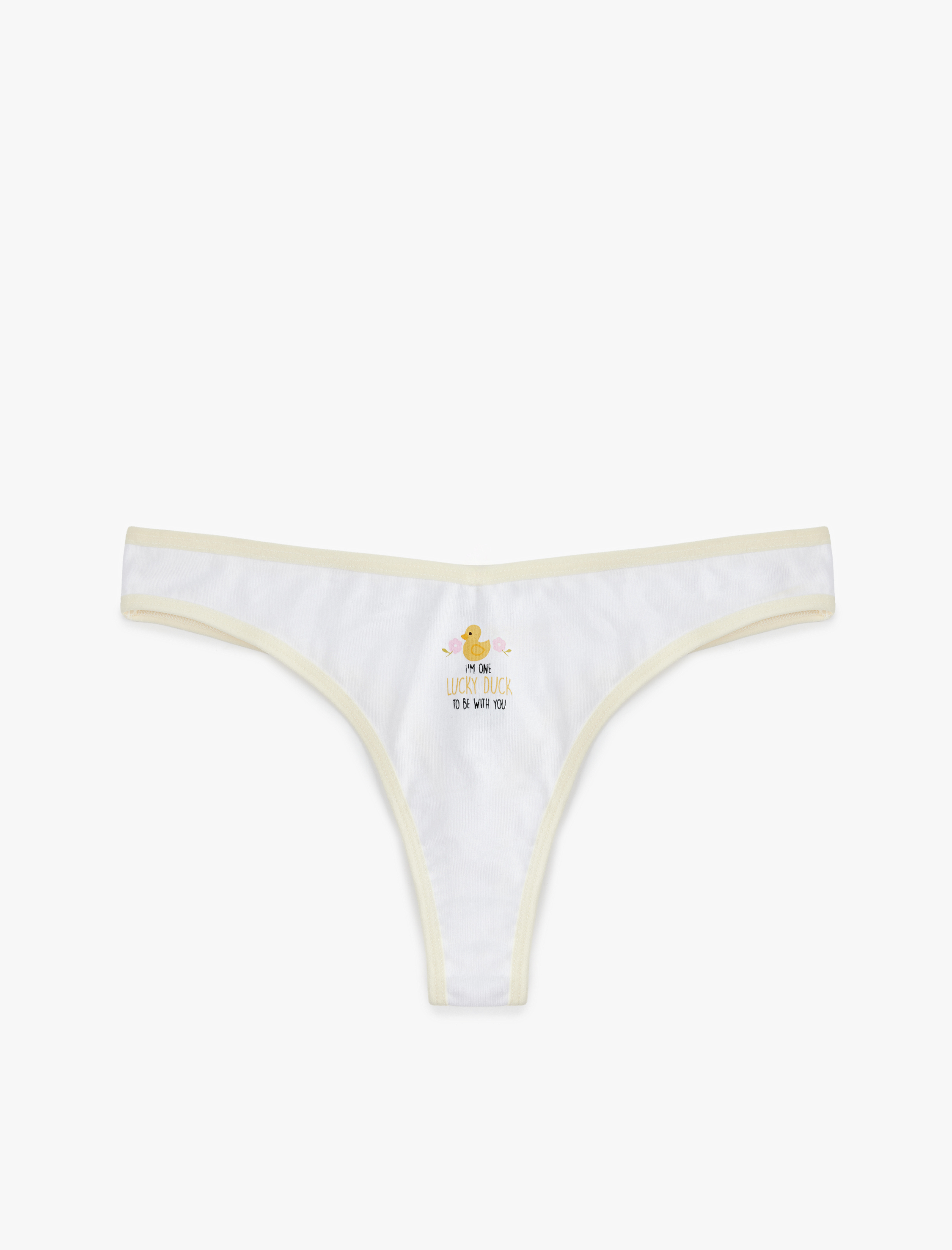   Rahat Kalıp Lastik Detaylı Baskılı Pamuklu String Külot