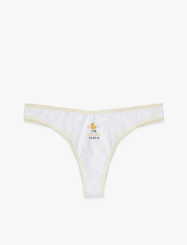  Rahat Kalıp Lastik Detaylı Baskılı Pamuklu String Külot