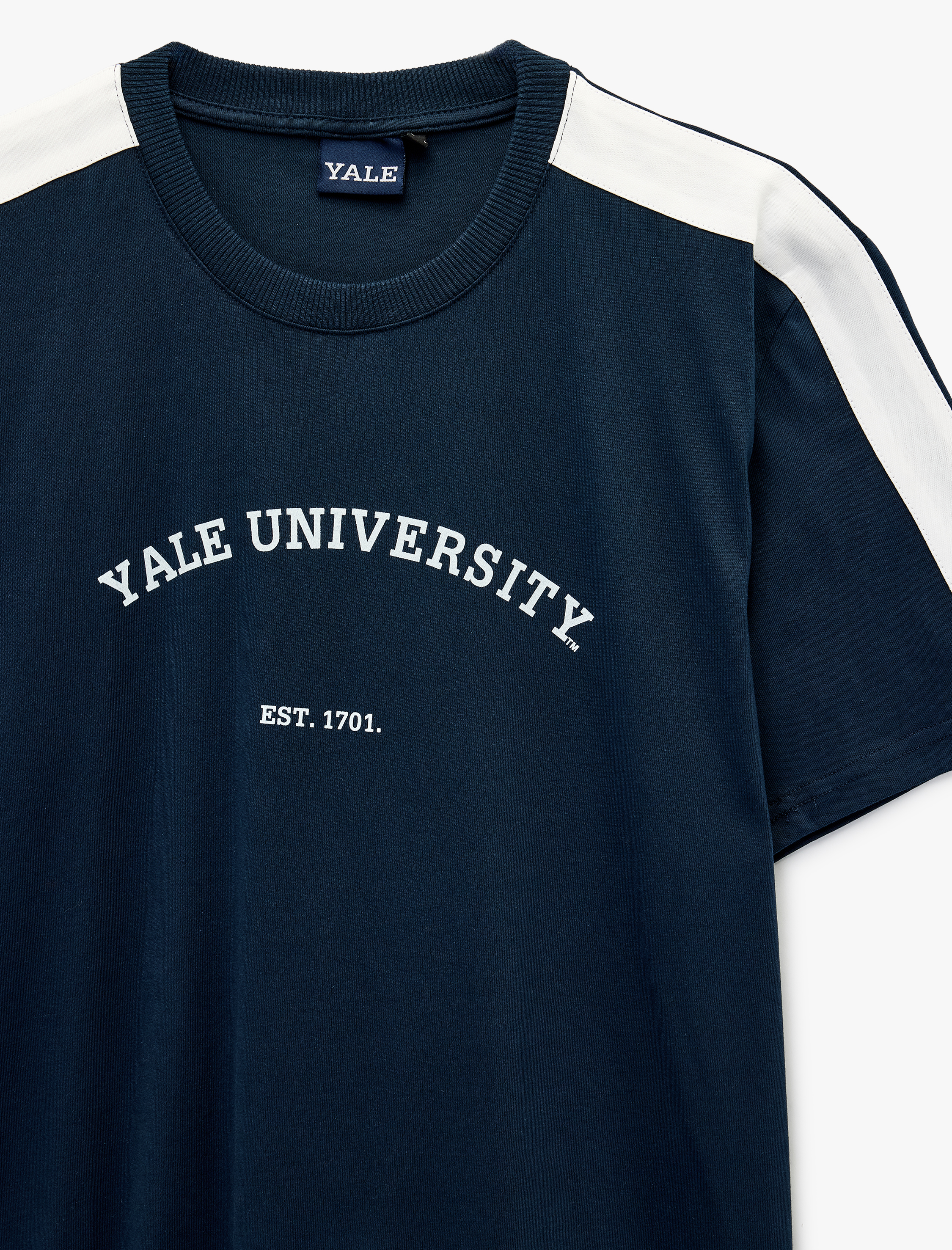   Regular Fit Kısa Kollu Bisiklet Yaka Renk Bloklu Baskılı Lisanslı Yale Tişört