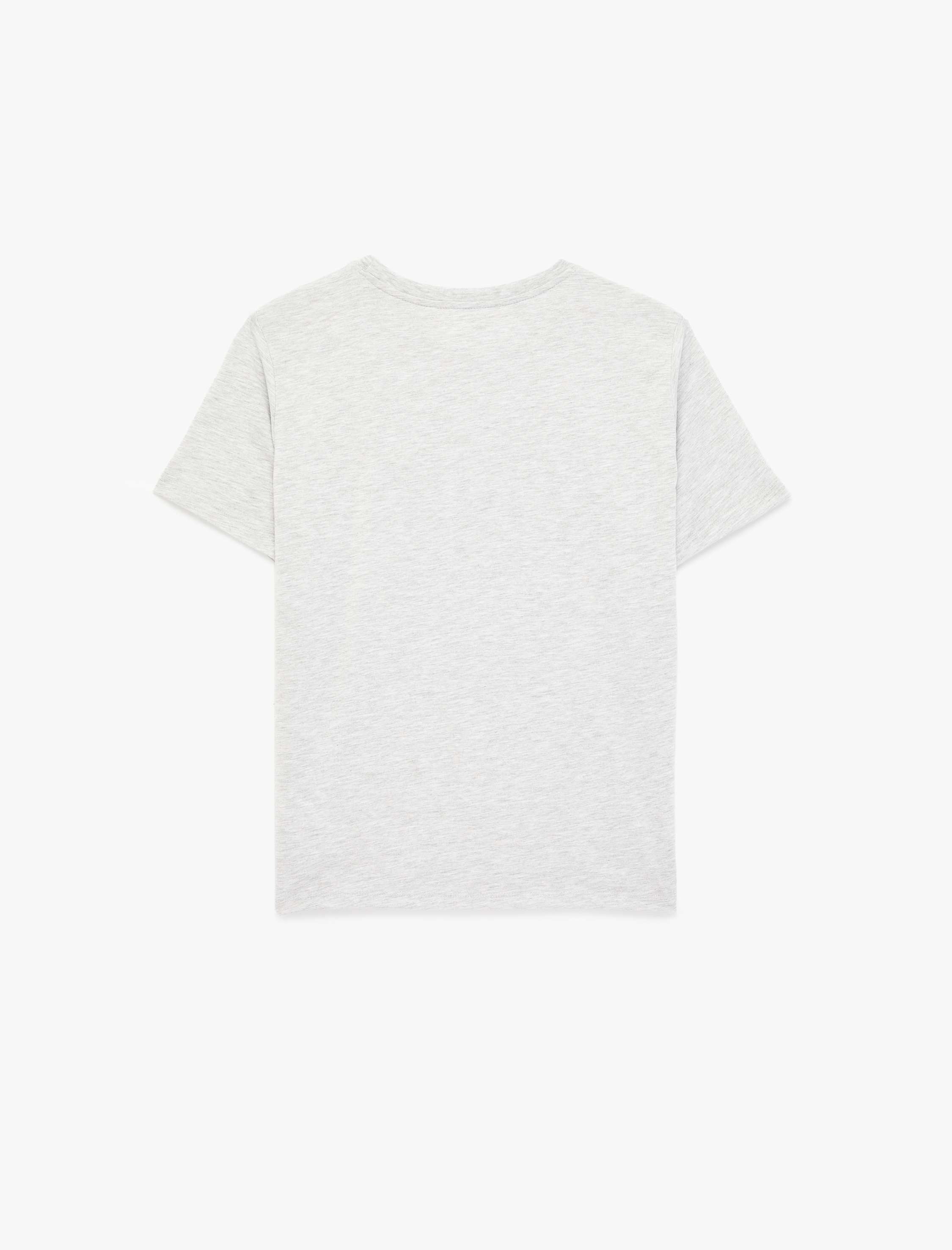   Kısa Kollu Bisiklet Yaka Taşlı Fiyonk Baskılı Tişört