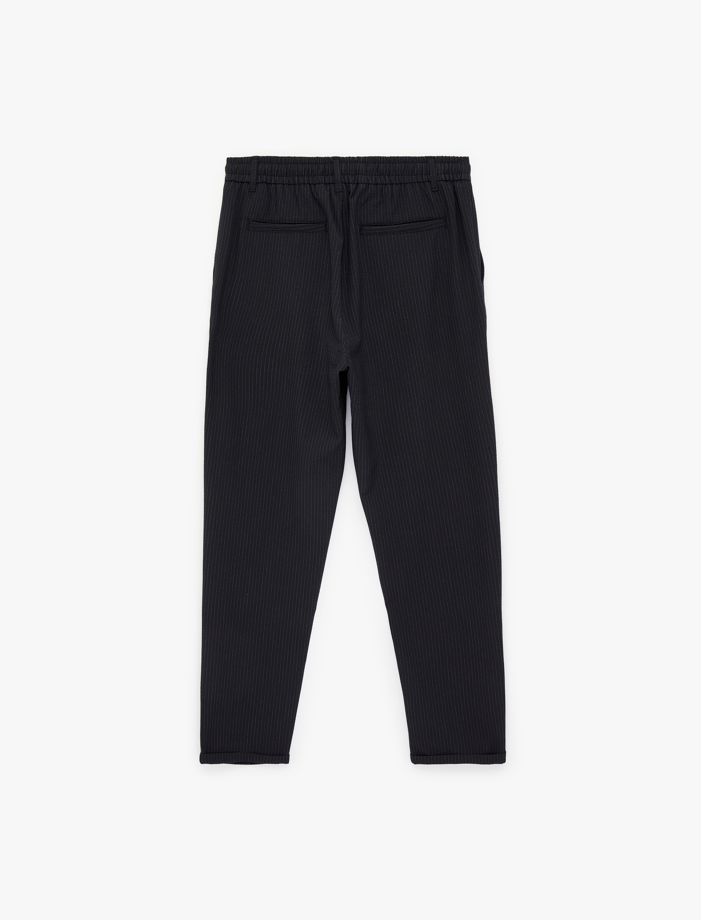   Duble Paça Cepli Beli Lastikli Düğmeli Pantolon