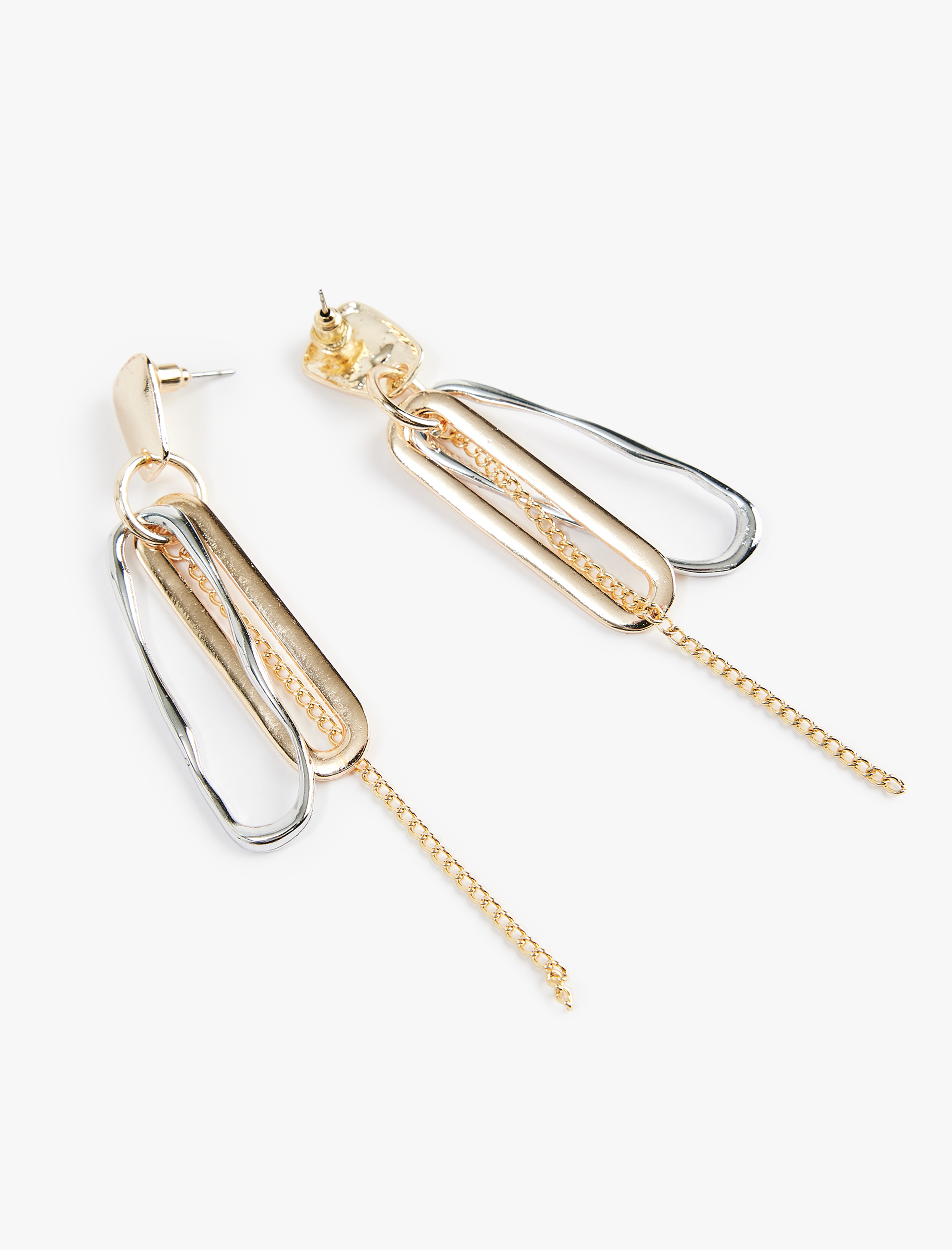  Kadın Zincir Detaylı Sallantılı Geometrik Küpe