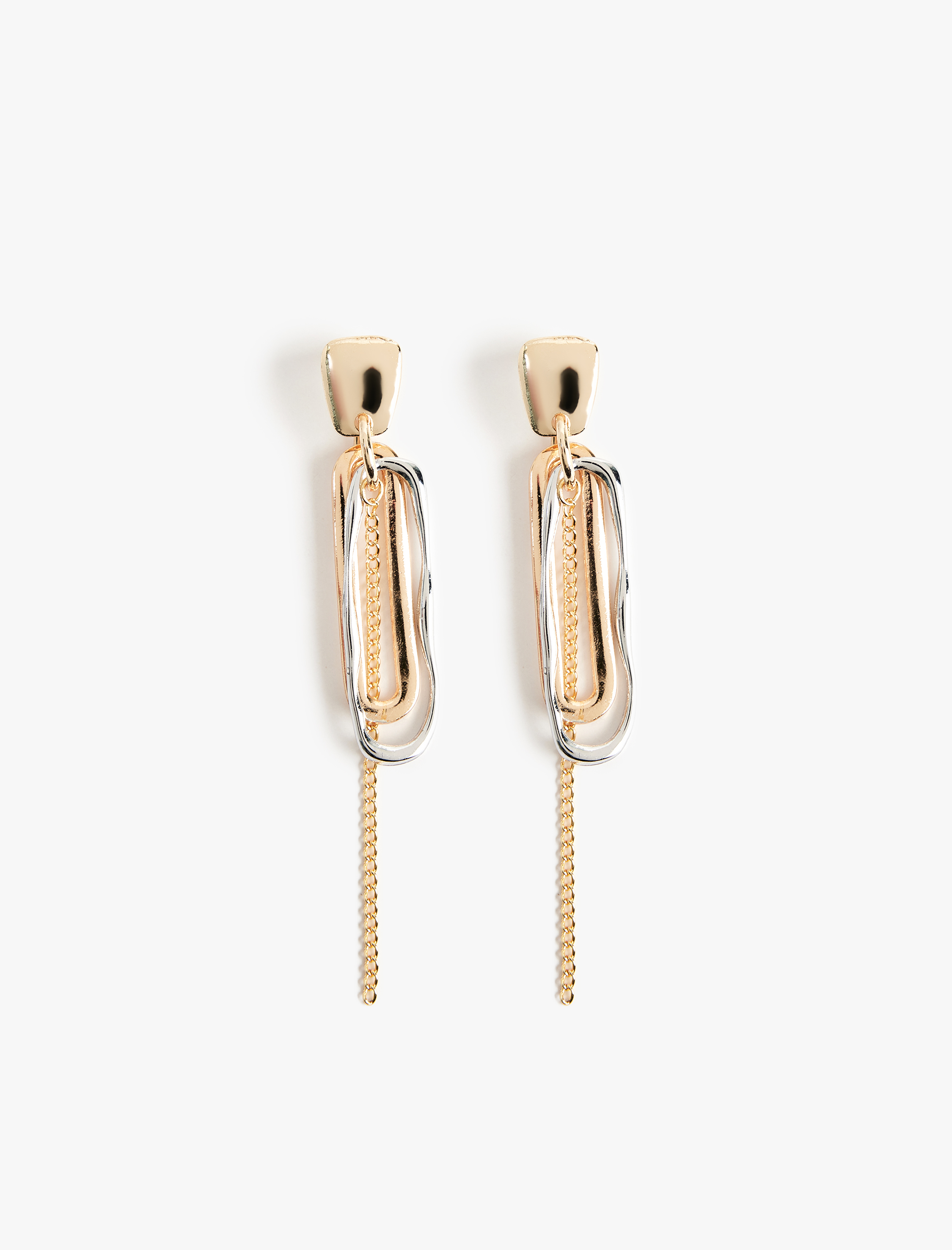  Kadın Zincir Detaylı Sallantılı Geometrik Küpe