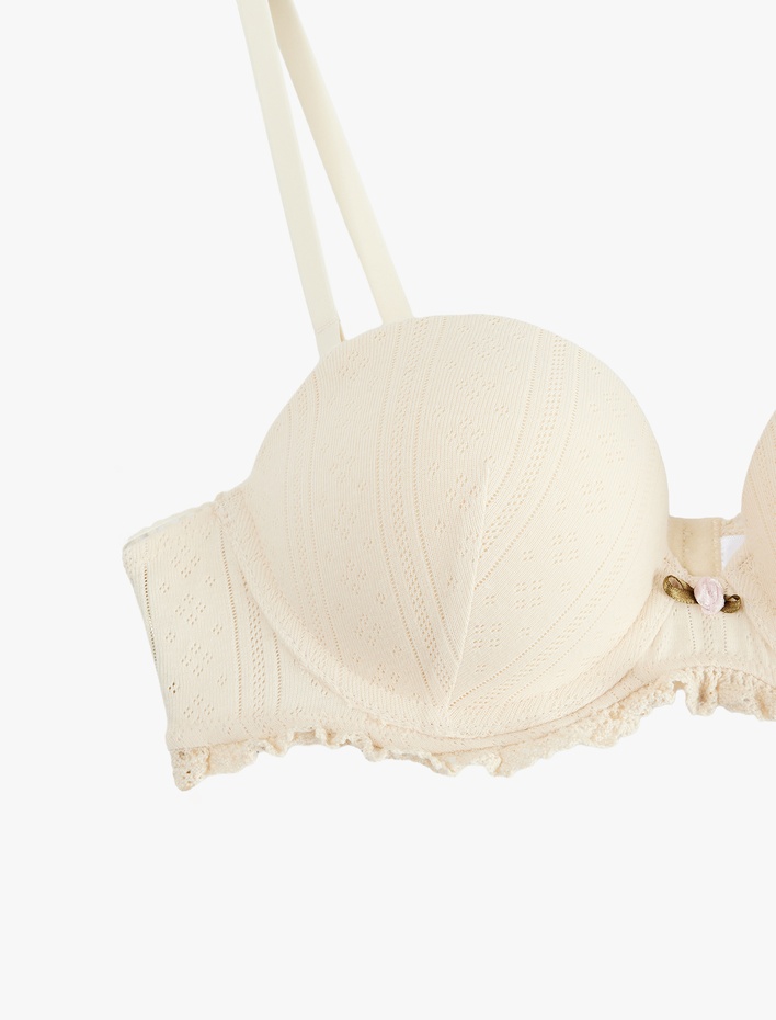  Dantel Detaylı Destekli Pamuklu Ekstra Dolgulu Sütyen
