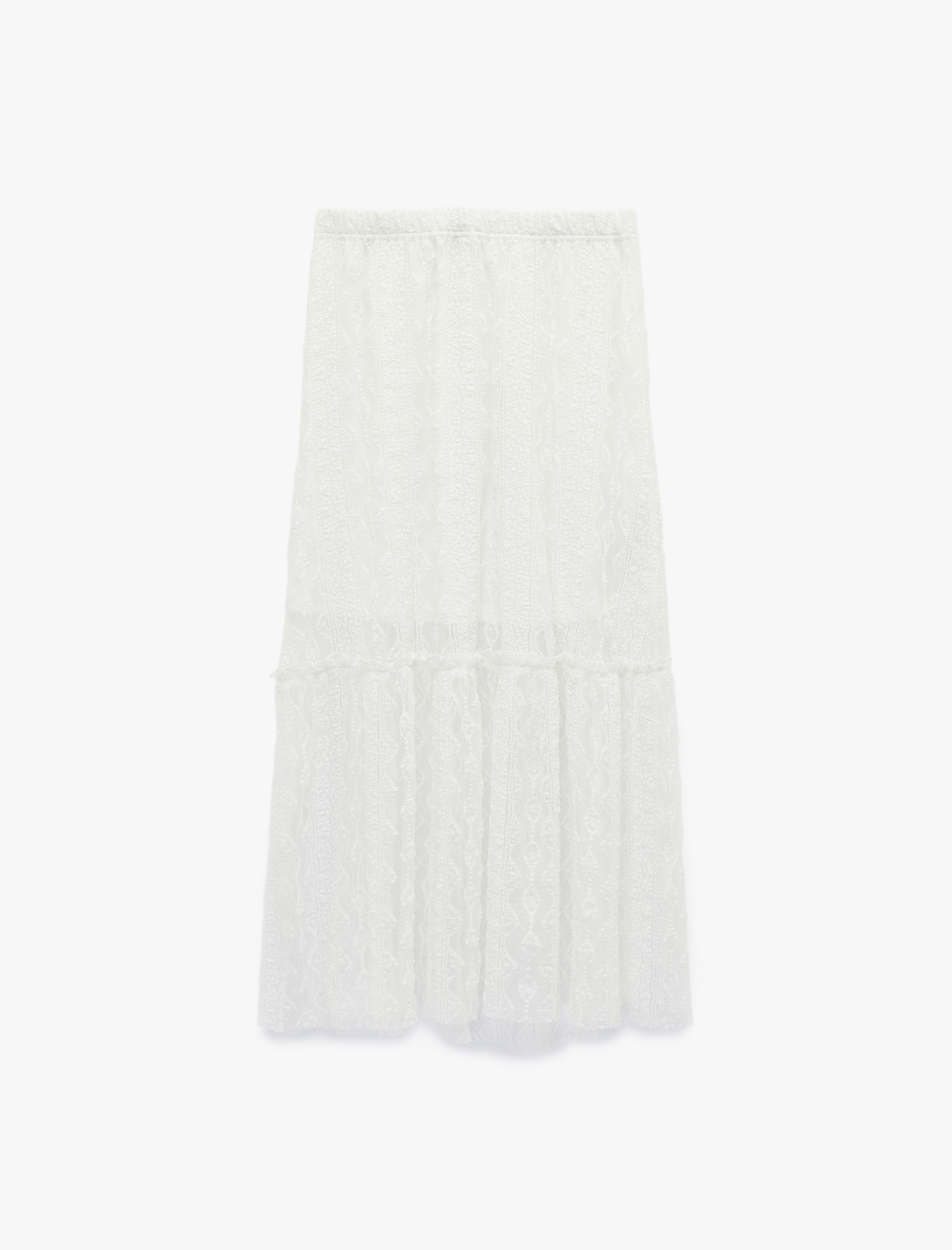   Katlı Yüksek Bel Fisto Midi Etek