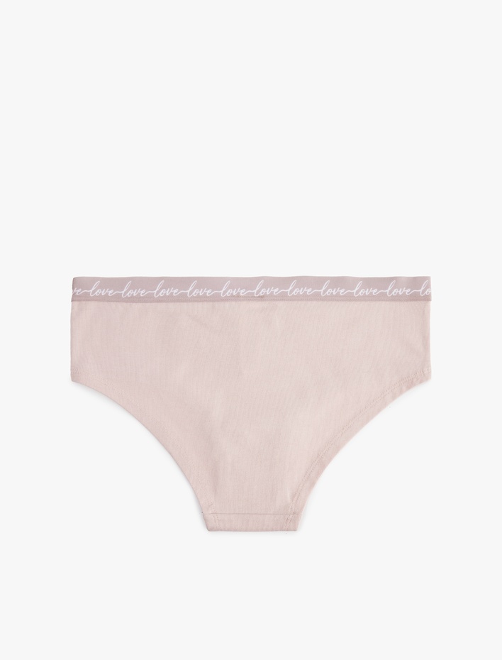  Yüksek Bel Rahat Kalıp Baskılı Bel Detaylı Pamuklu Hipster Külot