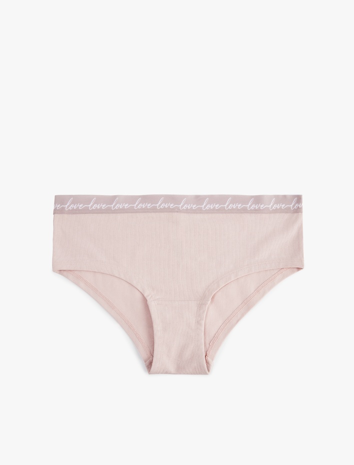  Yüksek Bel Rahat Kalıp Baskılı Bel Detaylı Pamuklu Hipster Külot