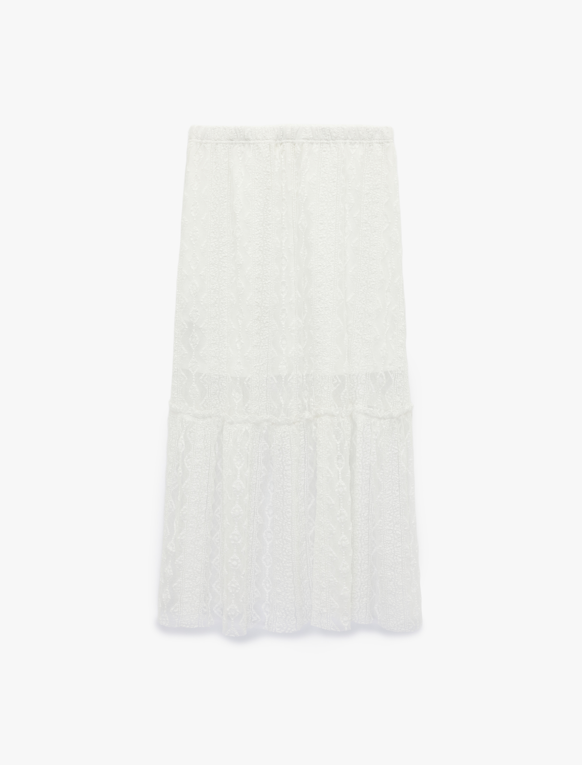   Katlı Yüksek Bel Fisto Midi Etek