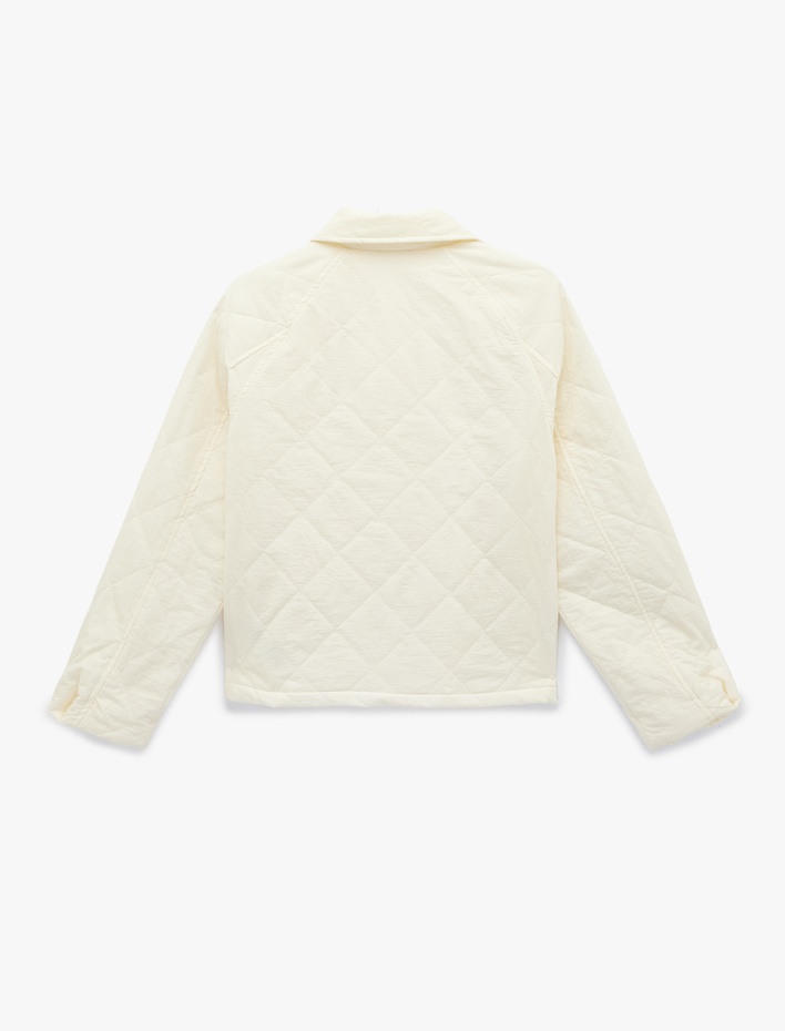  Klasik Yaka Çıtçıt Düğmeli Cepli Oversize Kapitone Ceket