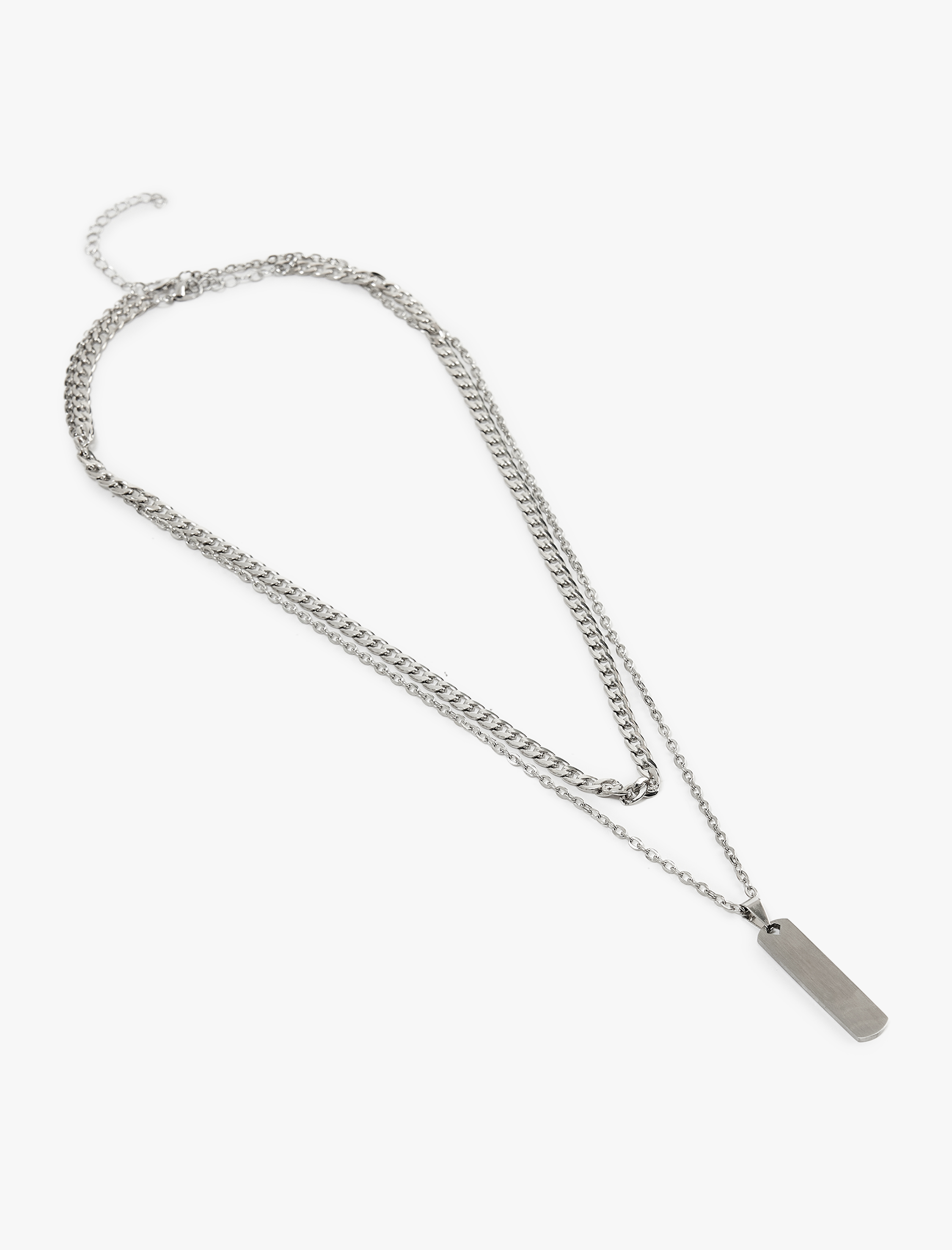  Erkek 2'li Çelik Karışımlı Zincir Kolye Seti