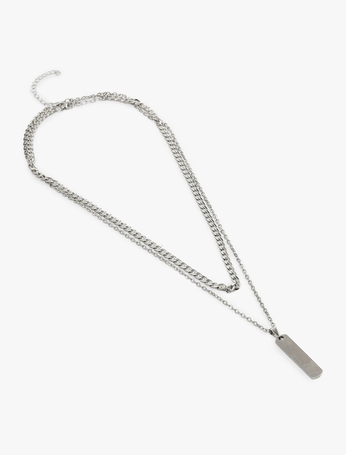 Erkek 2'li Çelik Karışımlı Zincir Kolye Seti