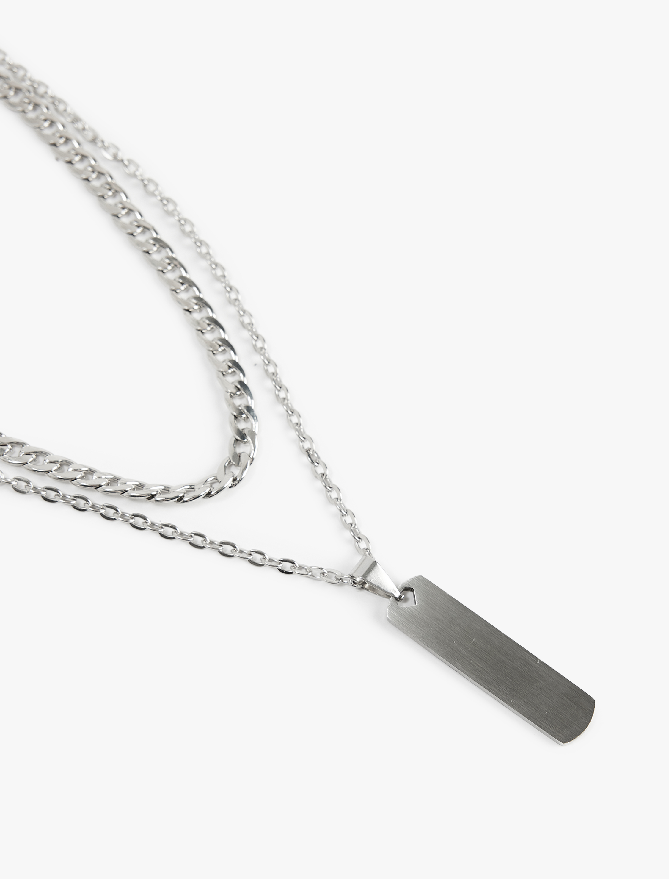  Erkek 2'li Çelik Karışımlı Zincir Kolye Seti