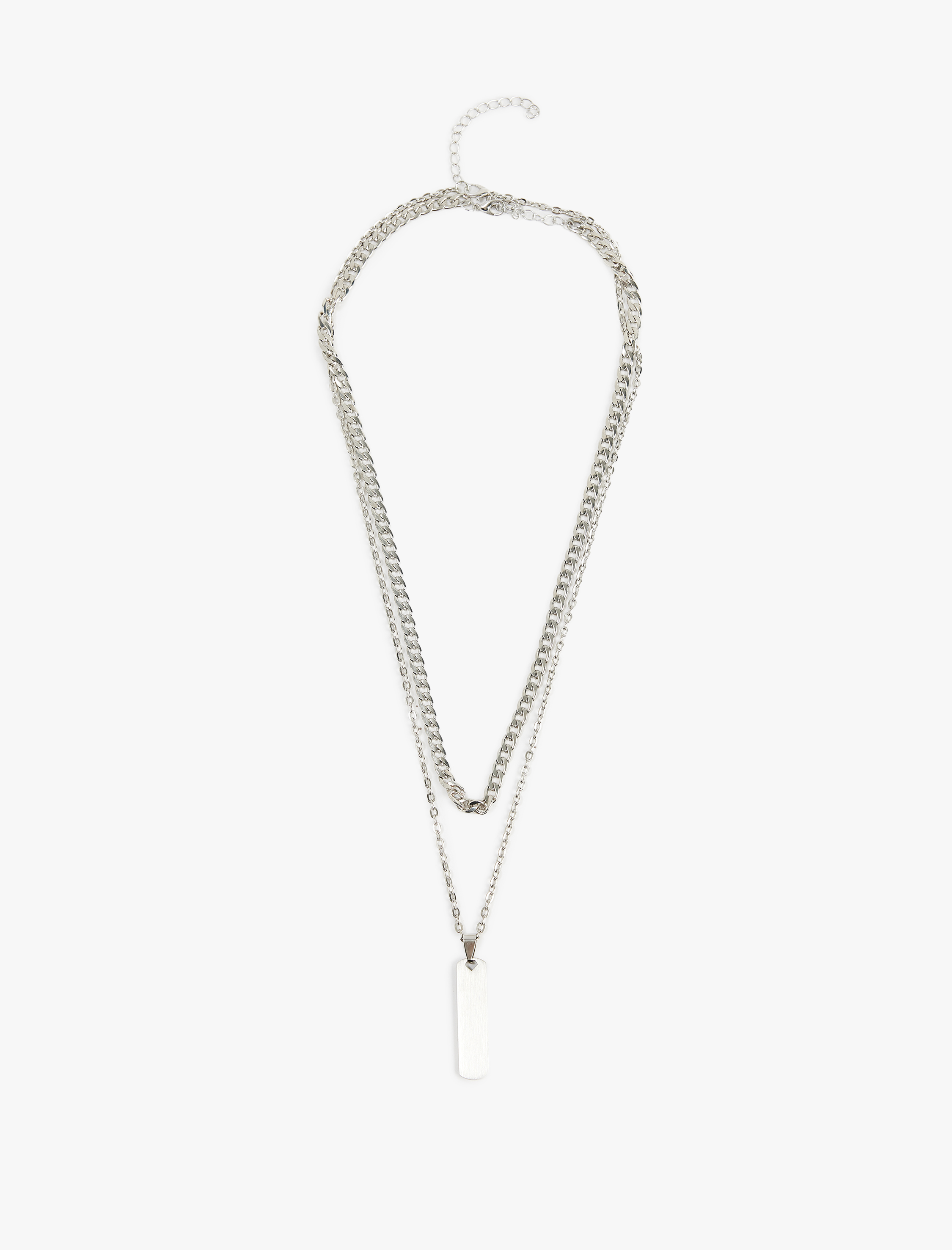  Erkek 2'li Çelik Karışımlı Zincir Kolye Seti