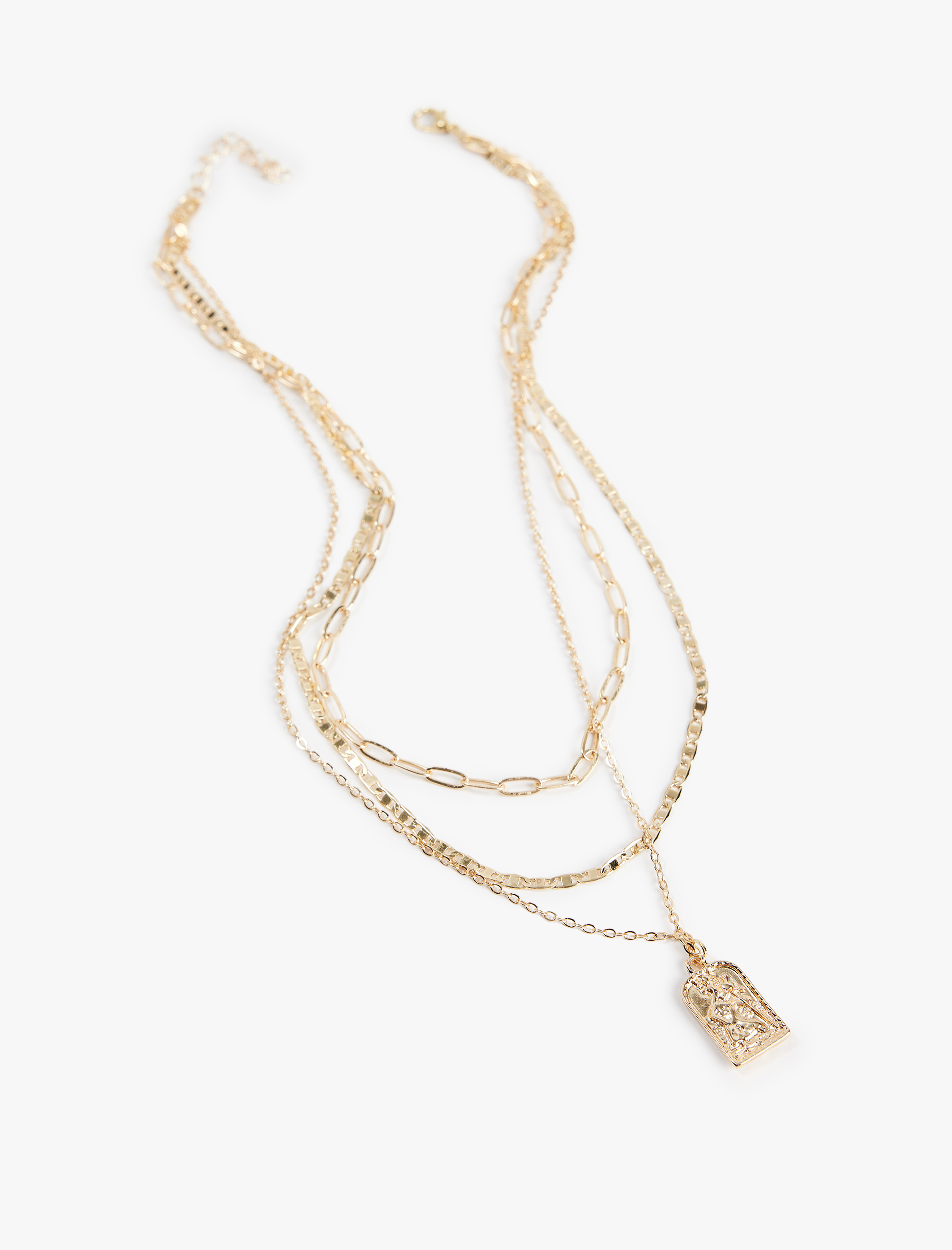  Kadın Charm Detaylı Çoklu Zincir Kolye