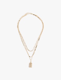 Charm Detaylı Çoklu Zincir Kolye