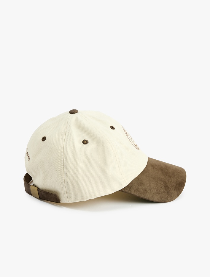 Erkek İşlemeli Renk Bloklu Pamuklu Kep Şapka