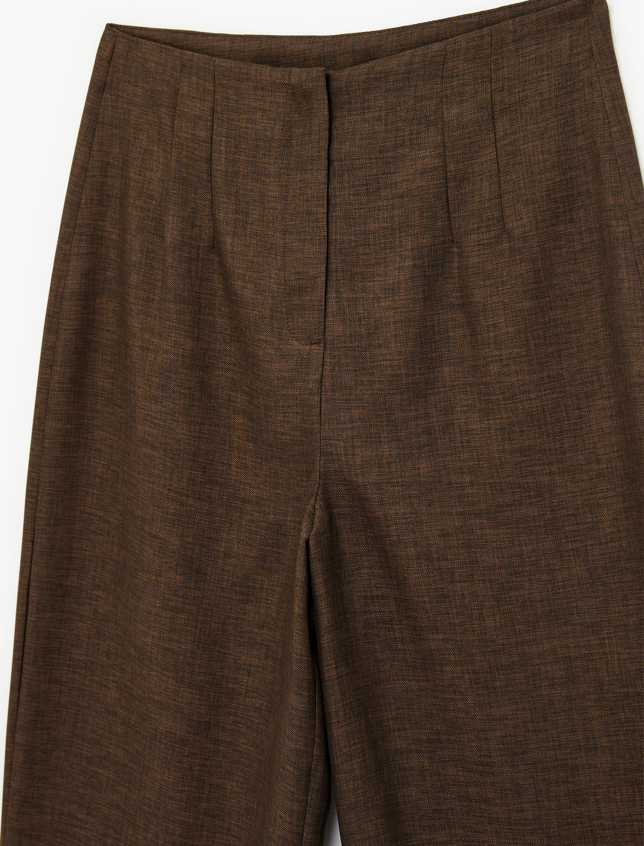   Dikiş Detaylı Yüksek Bel Geniş Paça Kumaş Pantolon