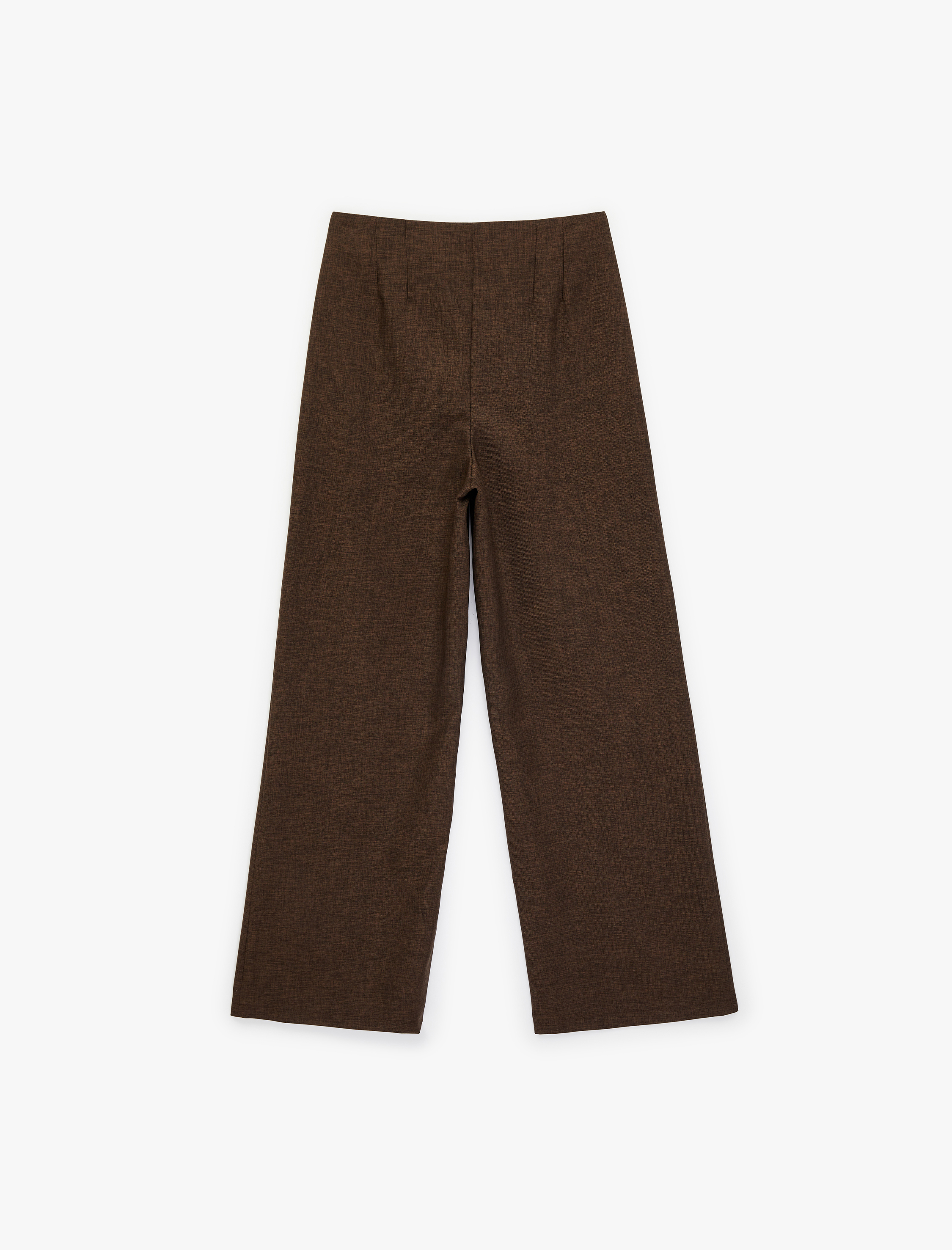   Dikiş Detaylı Yüksek Bel Geniş Paça Kumaş Pantolon