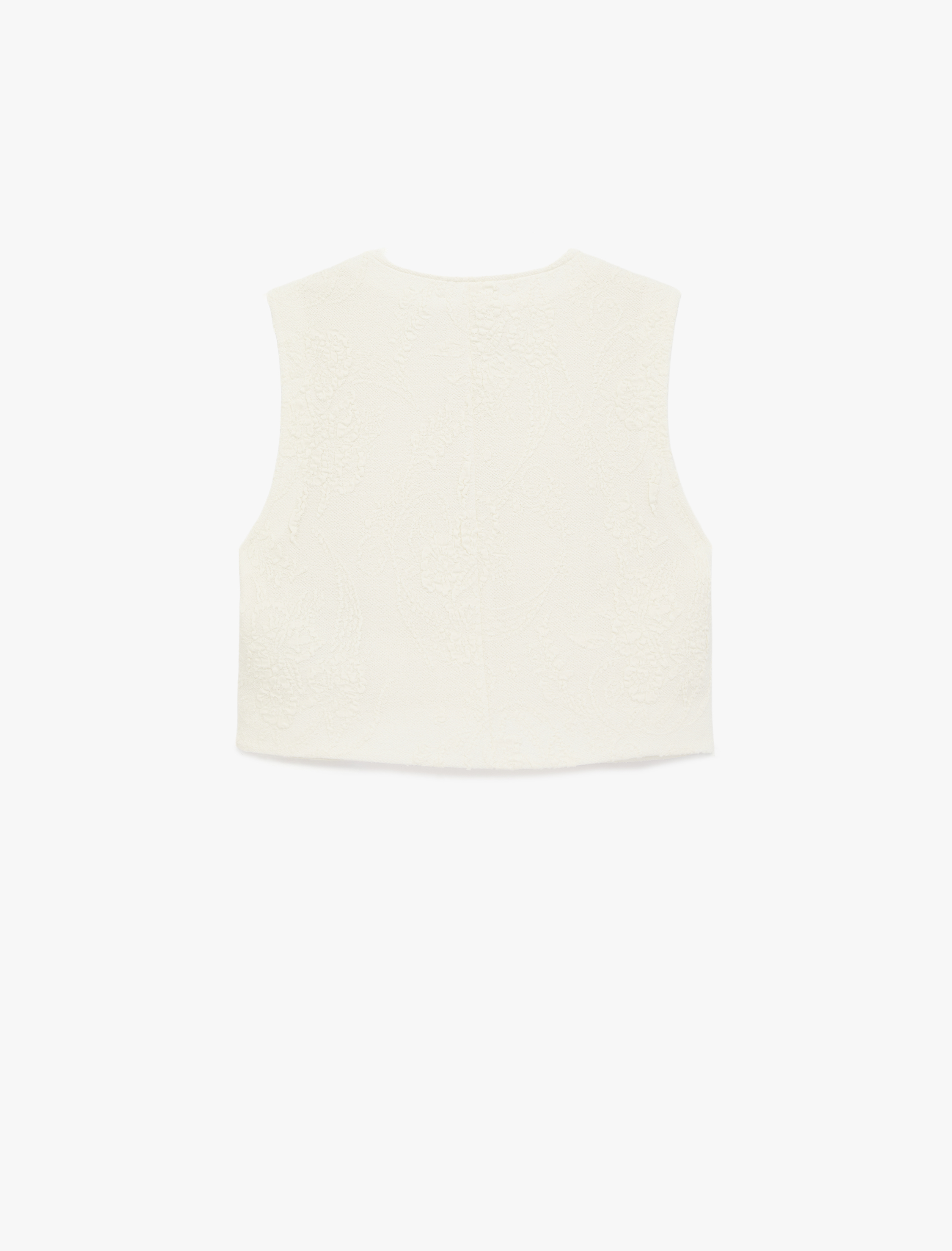   Bisiklet Yaka Gold Düğmeli Floral Dokulu Yelek