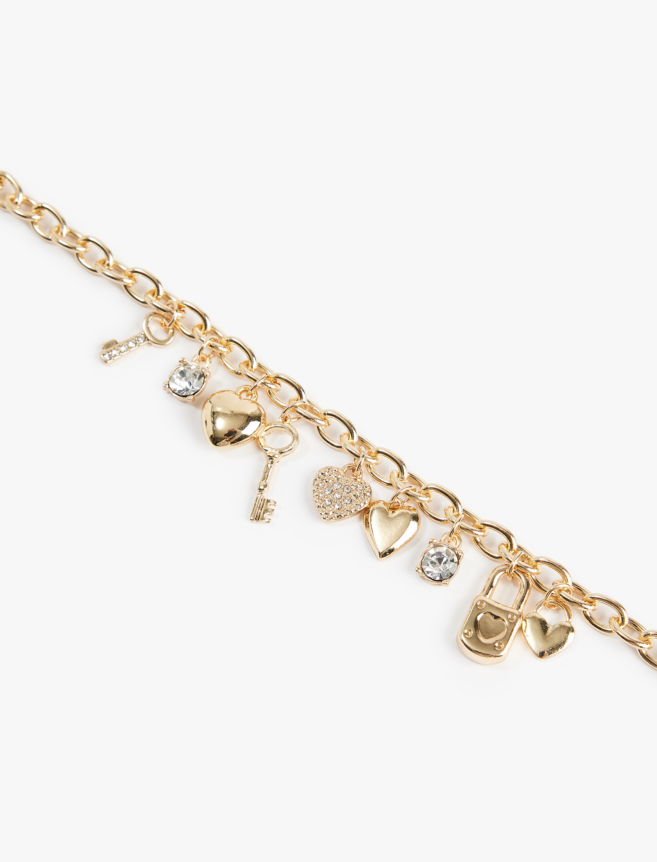  Kadın Kalp Detaylı Sallantılı Zincir Bileklik