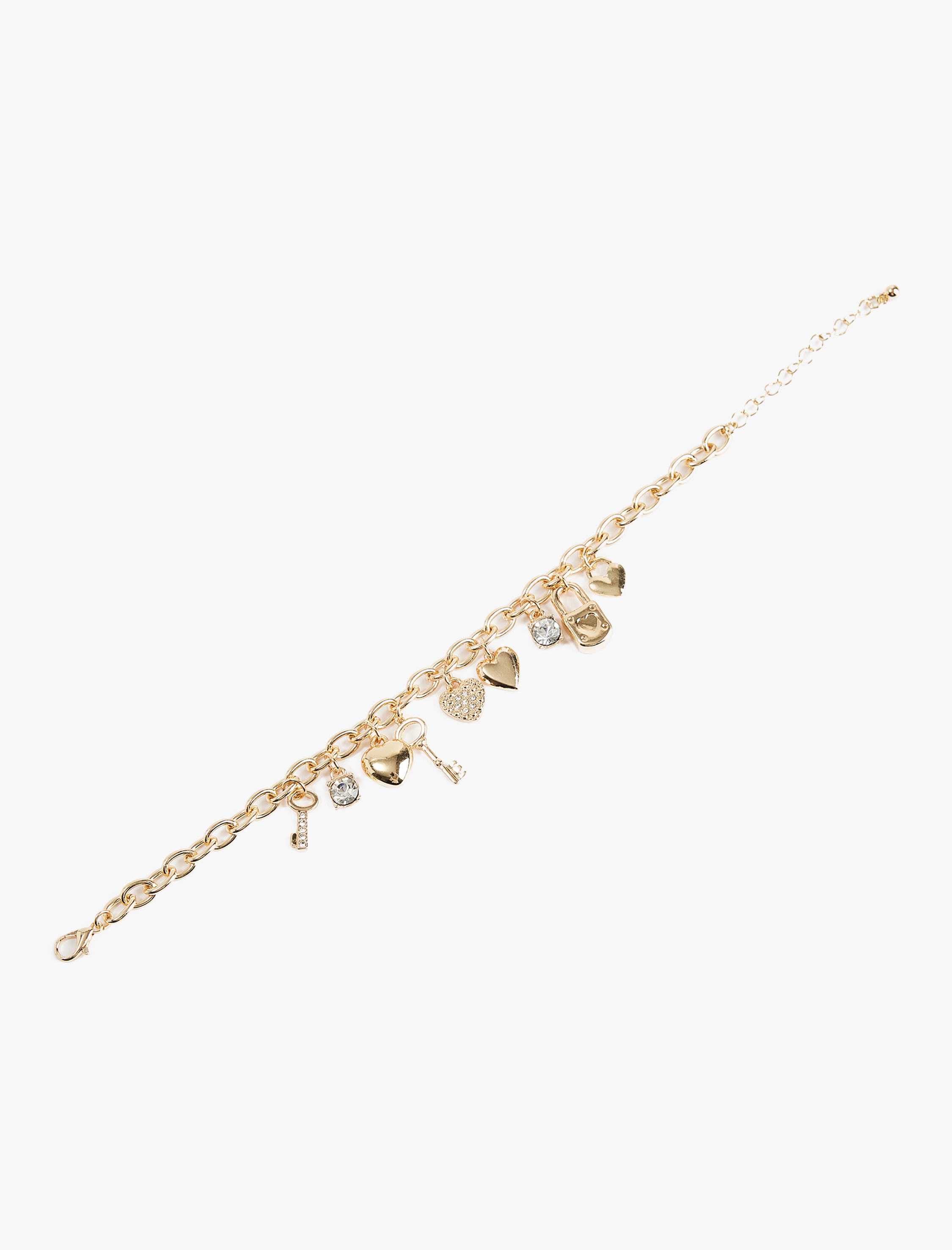  Kadın Kalp Detaylı Sallantılı Zincir Bileklik