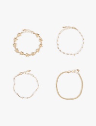 4'lü İnci Boncuk Detaylı Bileklik Seti