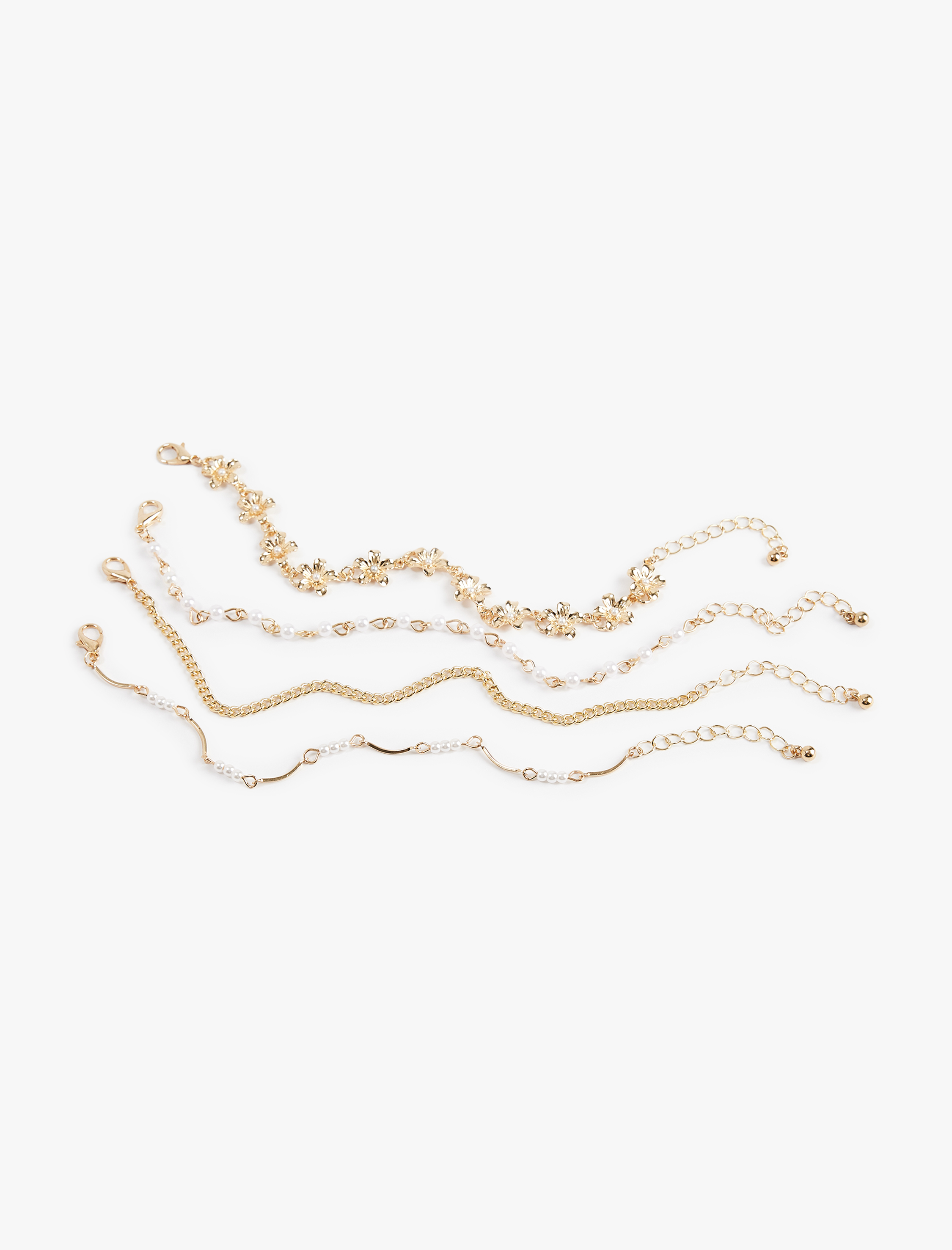  Kadın 4'lü İnci Boncuk Detaylı Bileklik Seti