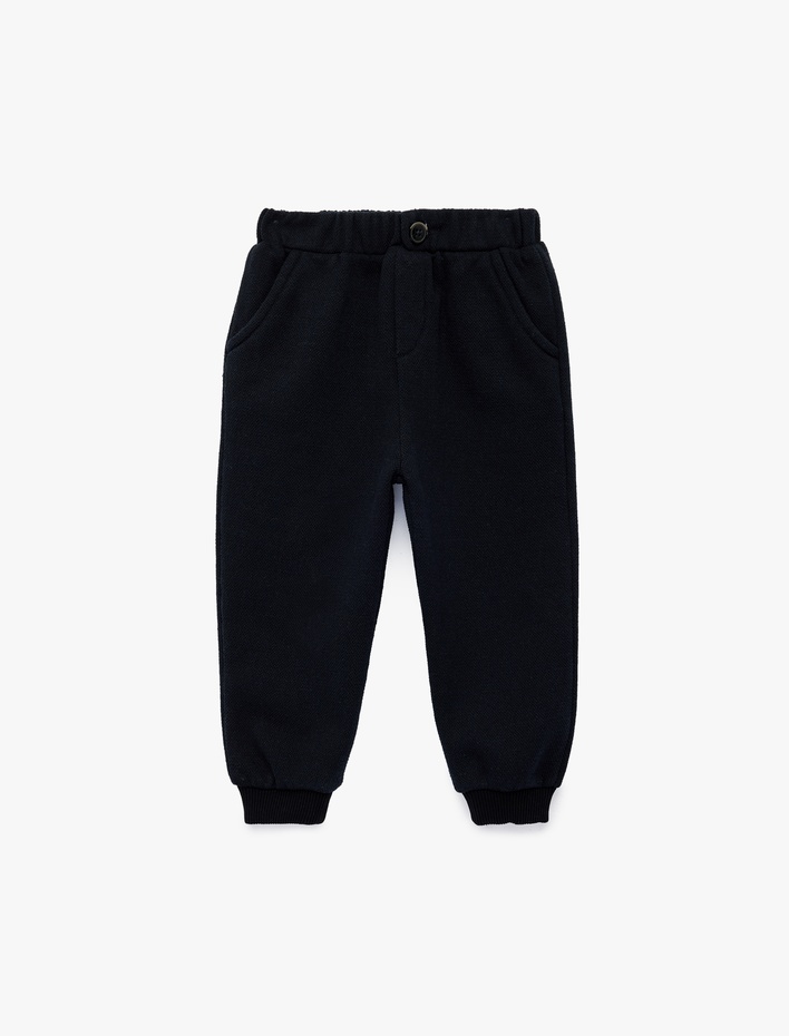 Erkek Bebek Düğmeli Cep detaylı Beli Bağcıklı Jogger Eşofman Altı