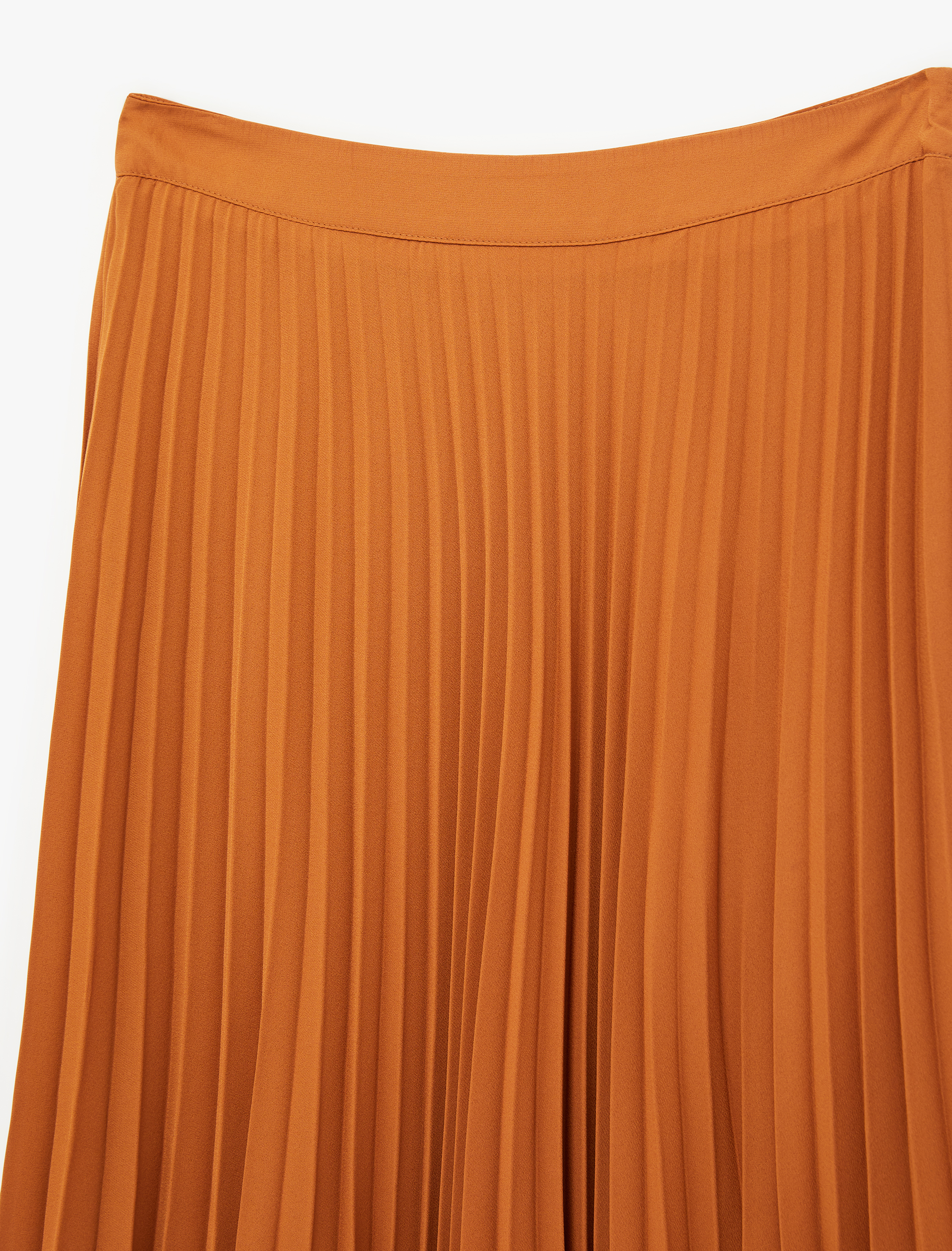   Krep İnce Pileli Yüksek Bel Midi Etek