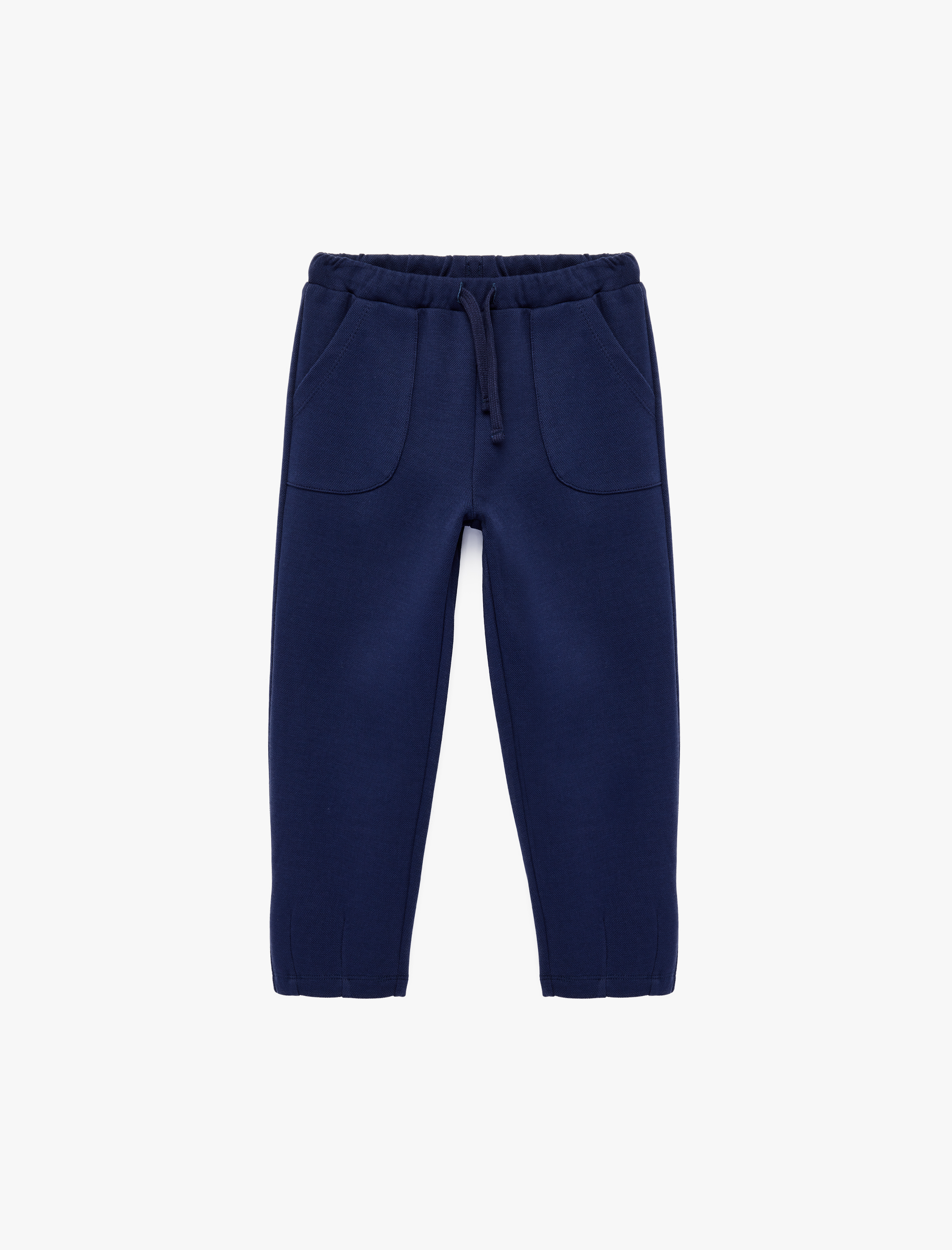  Erkek Bebek Beli Bağcıklı Cep Detaylı Pamuklu Basic Eşofman Altı