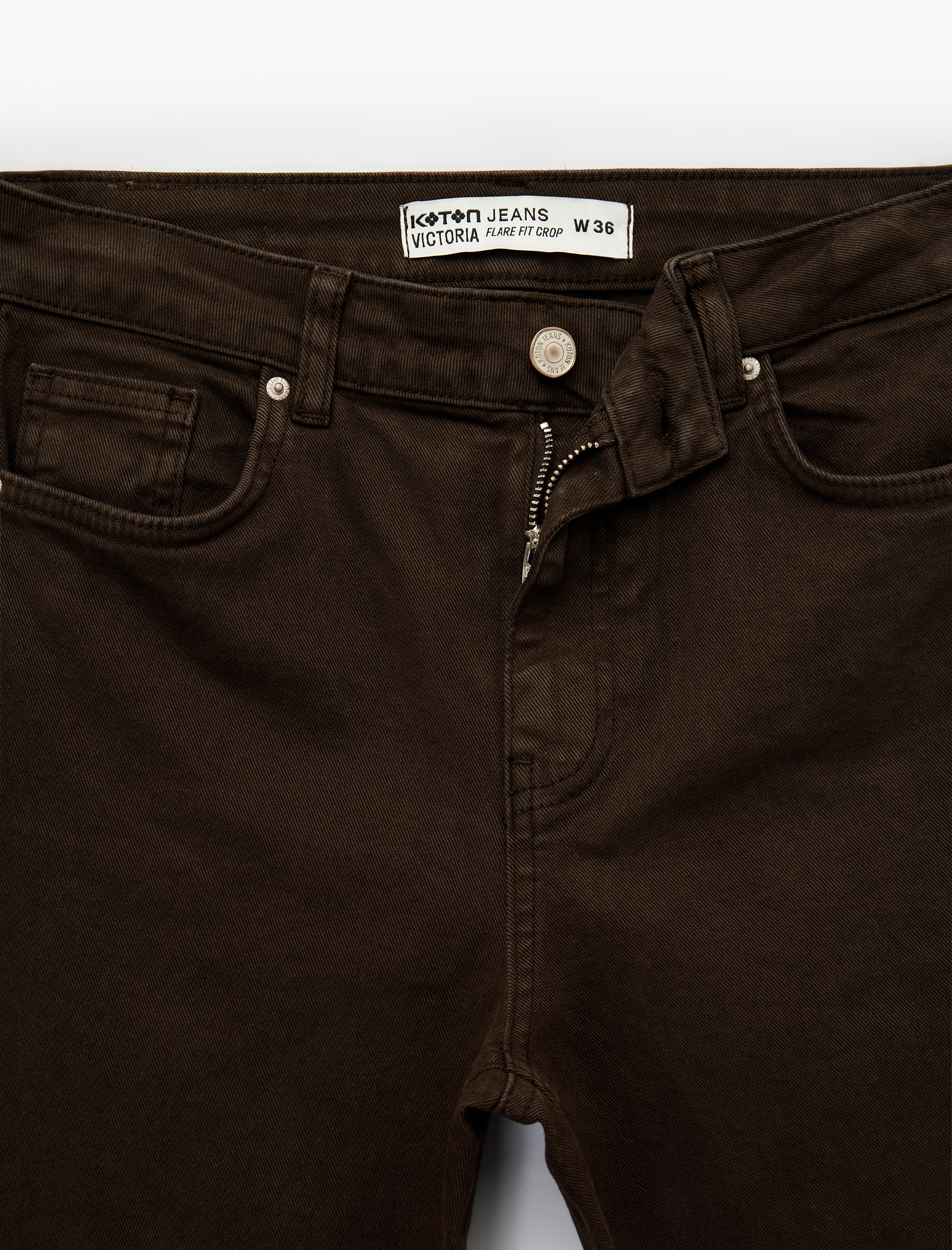   Pamuklu Cepli Düğmeli İspanyol Paça Crop Jean Pantolon -  Kick Flare Jeans