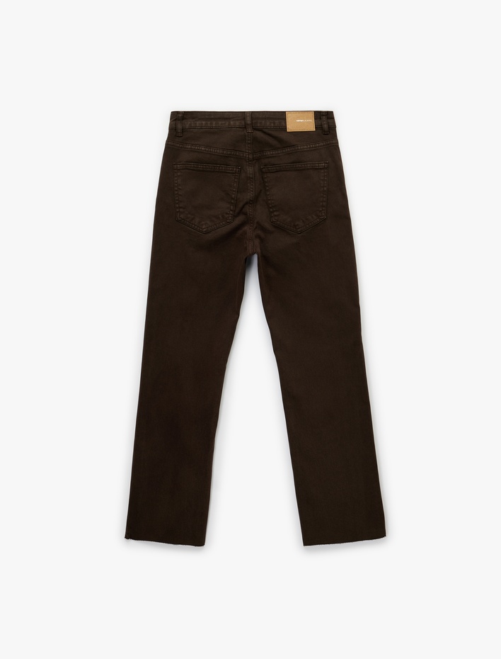  Pamuklu Cepli Düğmeli İspanyol Paça Crop Jean Pantolon -  Kick Flare Jeans