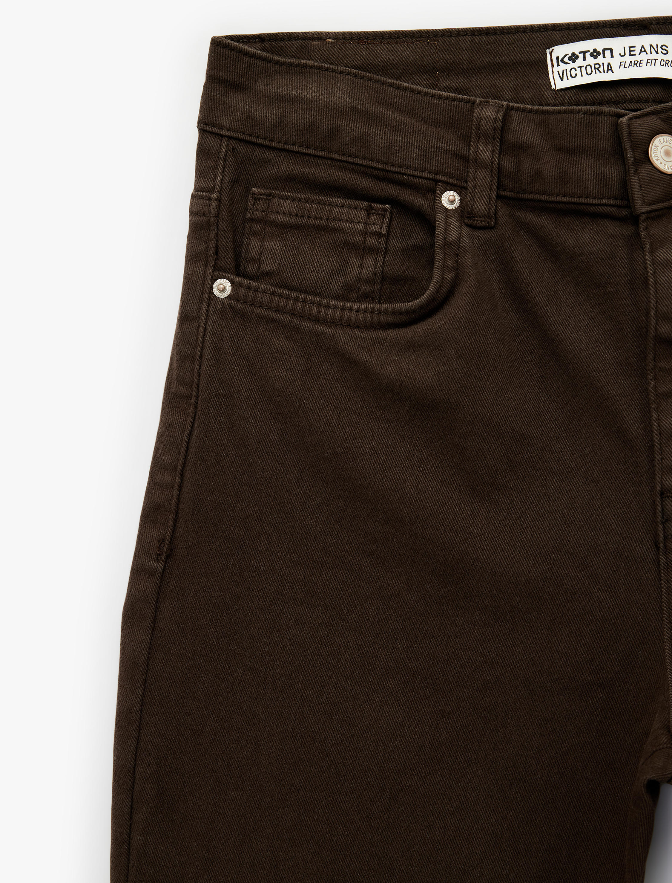   Pamuklu Cepli Düğmeli İspanyol Paça Crop Jean Pantolon -  Kick Flare Jeans