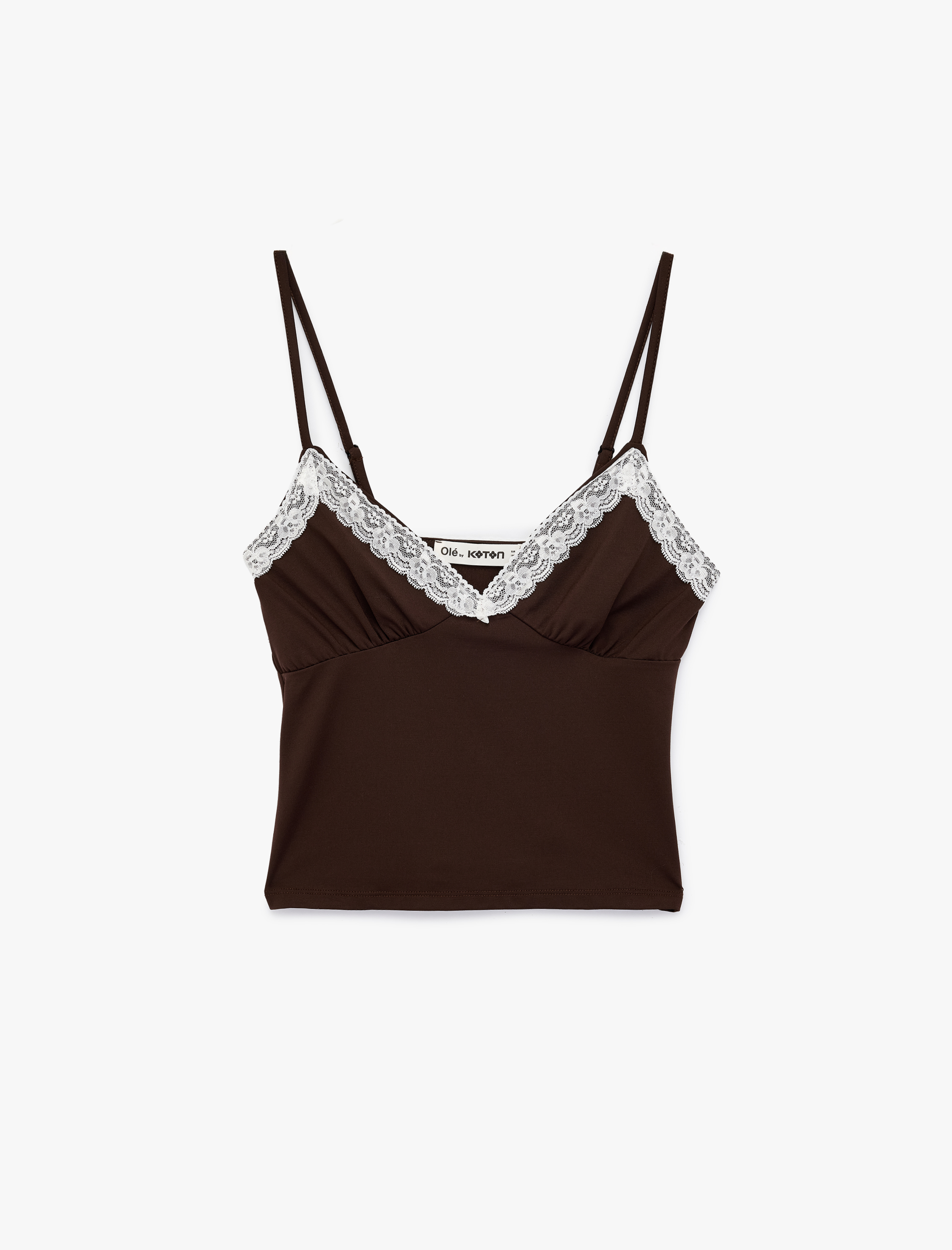   Fiyonklu Slim Fit V Yaka Askılı Dantelli Atlet