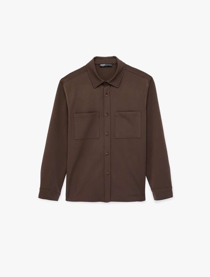  Regular Fit Cepli Uzun Kollu Klasik Yaka Gömlek