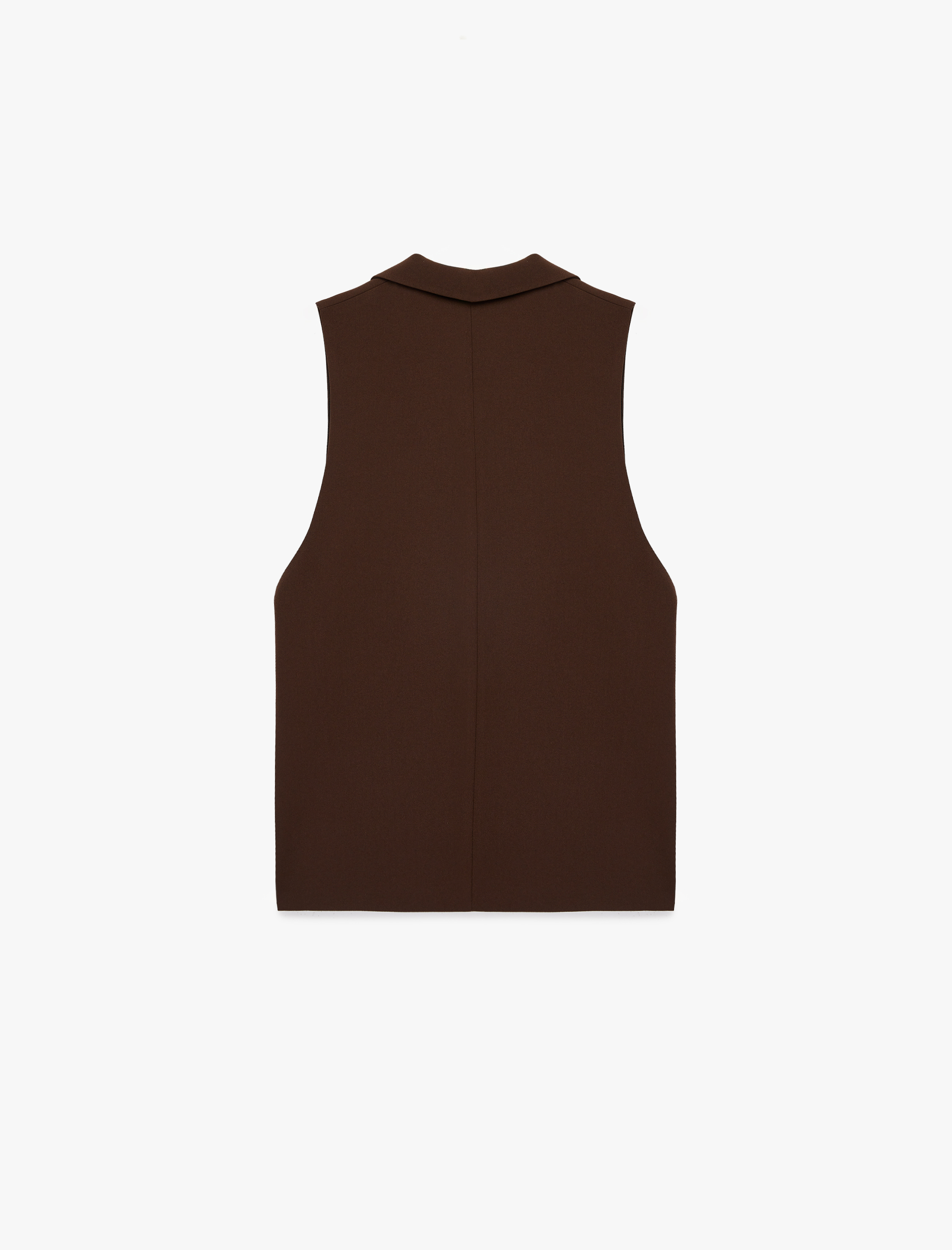   Geniş Yaka Kolsuz Metal Aksesuarlı Düğmeli Yelek