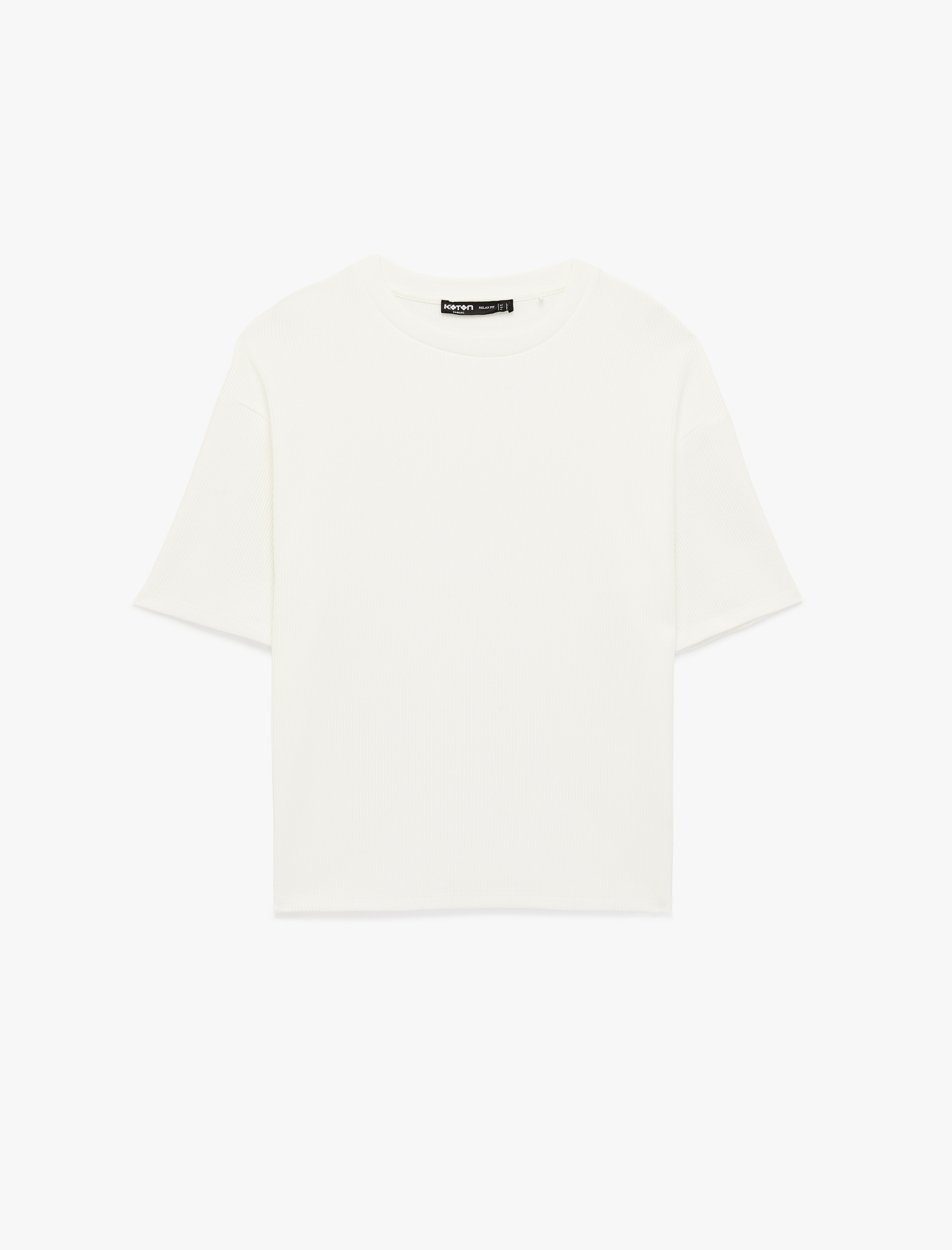   Kısa Kollu Bisiklet Yaka Pamuklu Basic Oversize Tişört