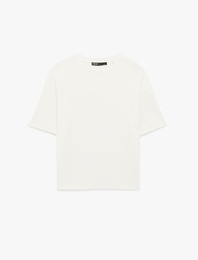 Kısa Kollu Bisiklet Yaka Pamuklu Basic Oversize Tişört