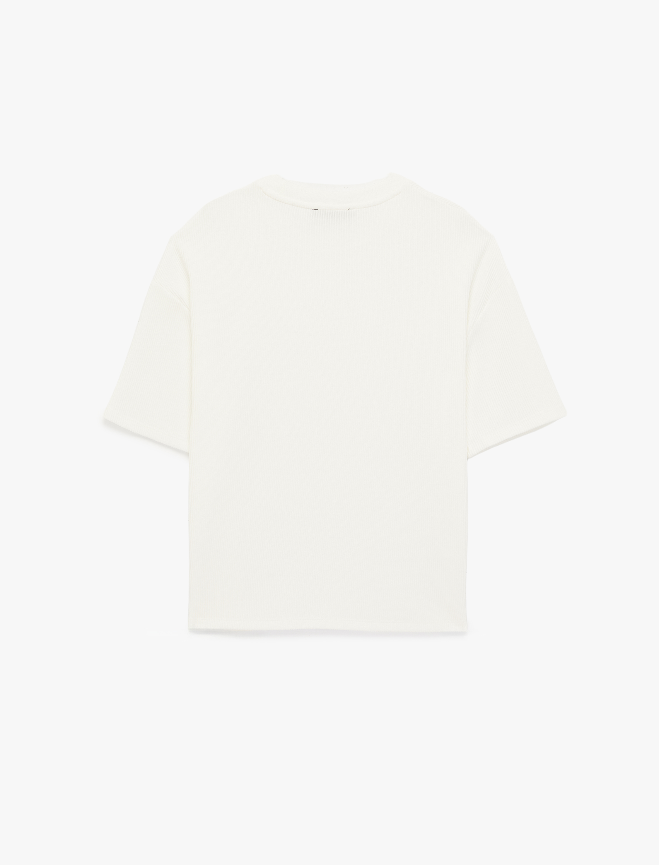   Kısa Kollu Bisiklet Yaka Pamuklu Basic Oversize Tişört