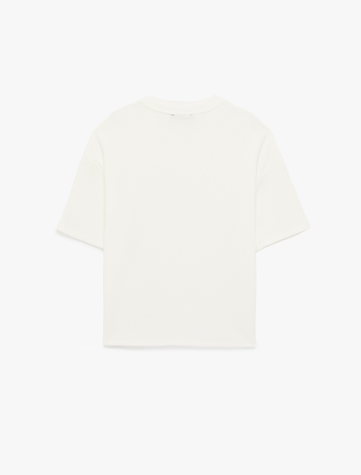  Kısa Kollu Bisiklet Yaka Pamuklu Basic Oversize Tişört