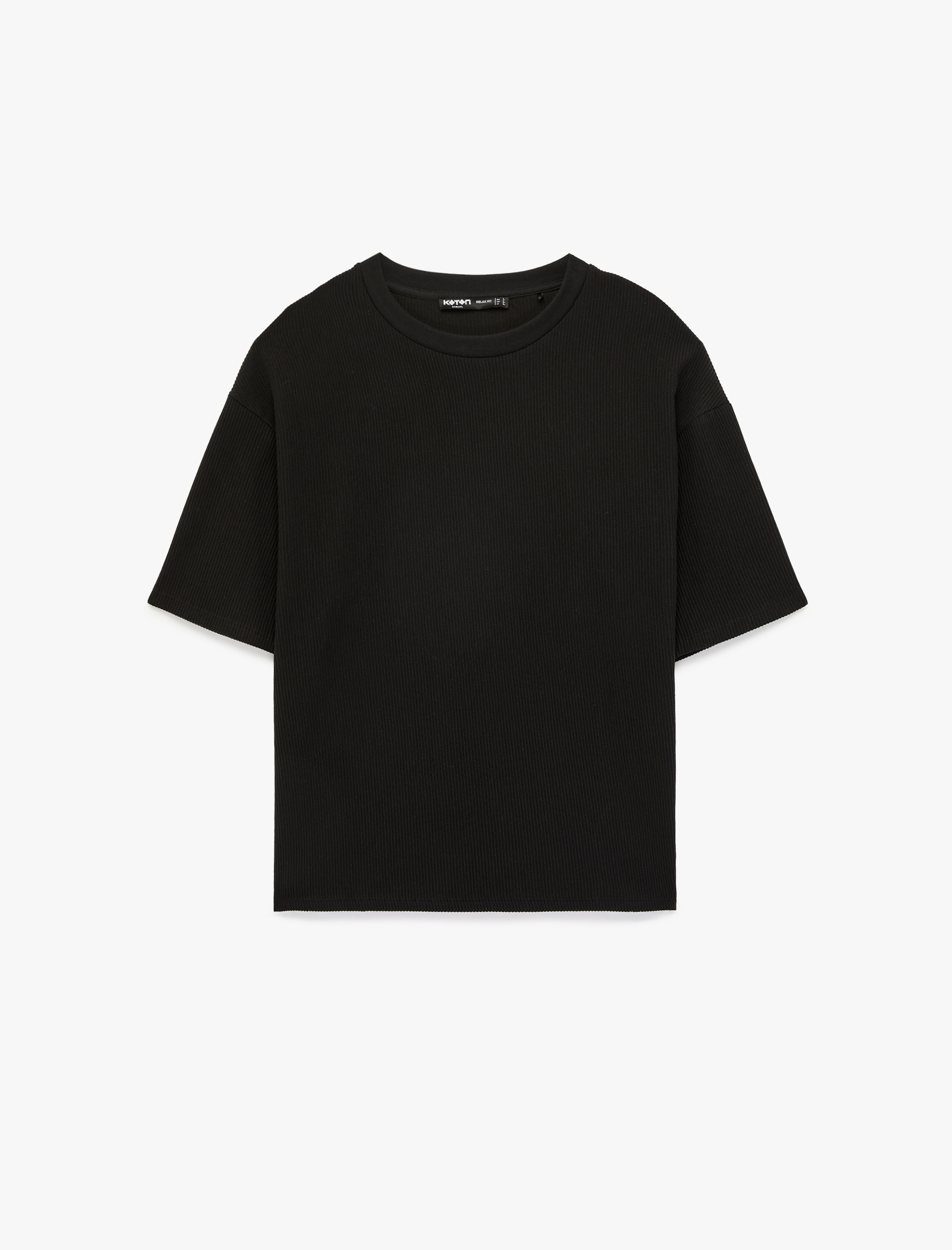   Kısa Kollu Bisiklet Yaka Pamuklu Basic Oversize Tişört