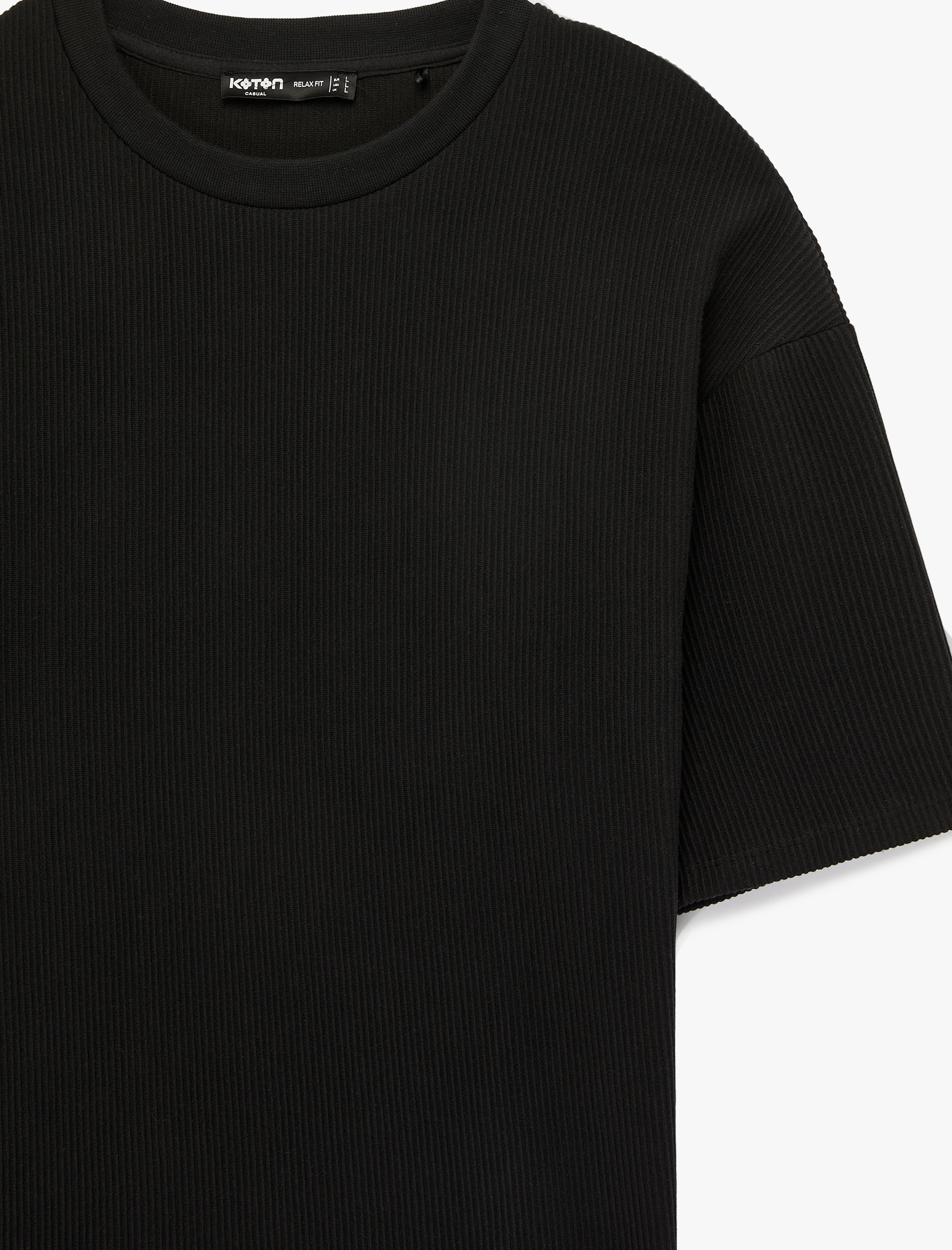   Kısa Kollu Bisiklet Yaka Pamuklu Basic Oversize Tişört