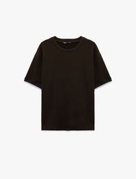 Kısa Kollu Bisiklet Yaka Basic Oversize Tişört