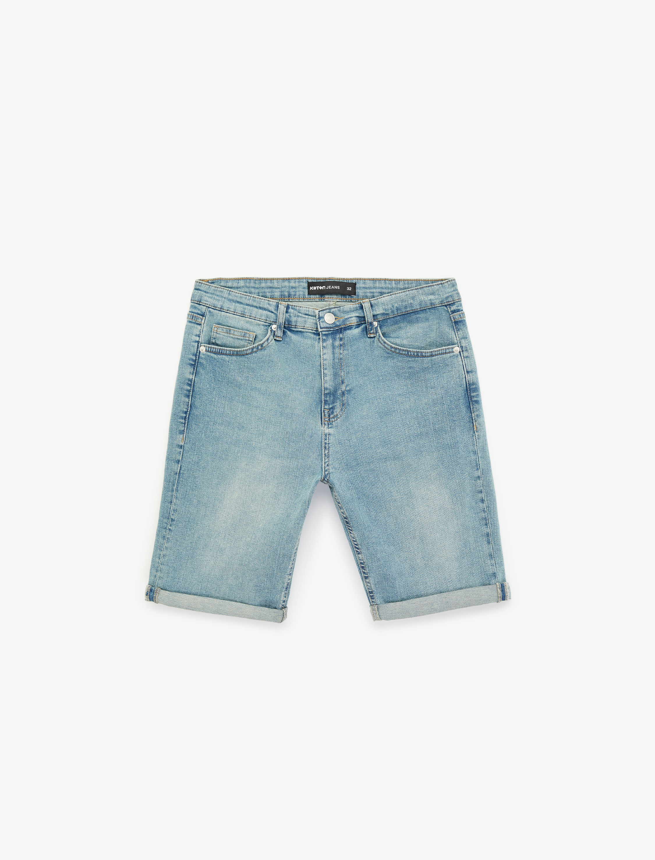   Pamuklu Cepli Bermuda Slim Fit Jean Şort