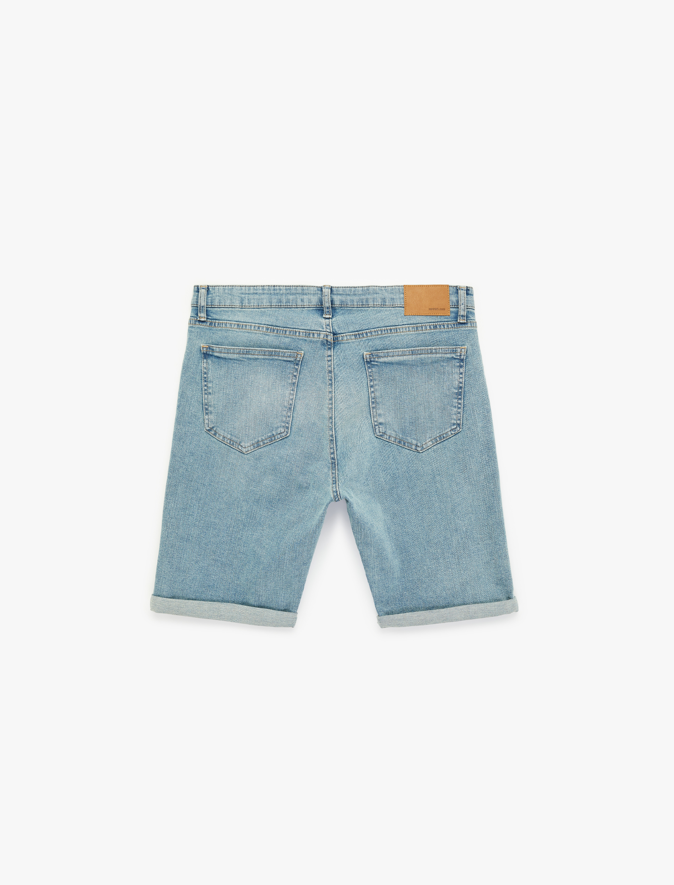  Pamuklu Cepli Bermuda Slim Fit Jean Şort