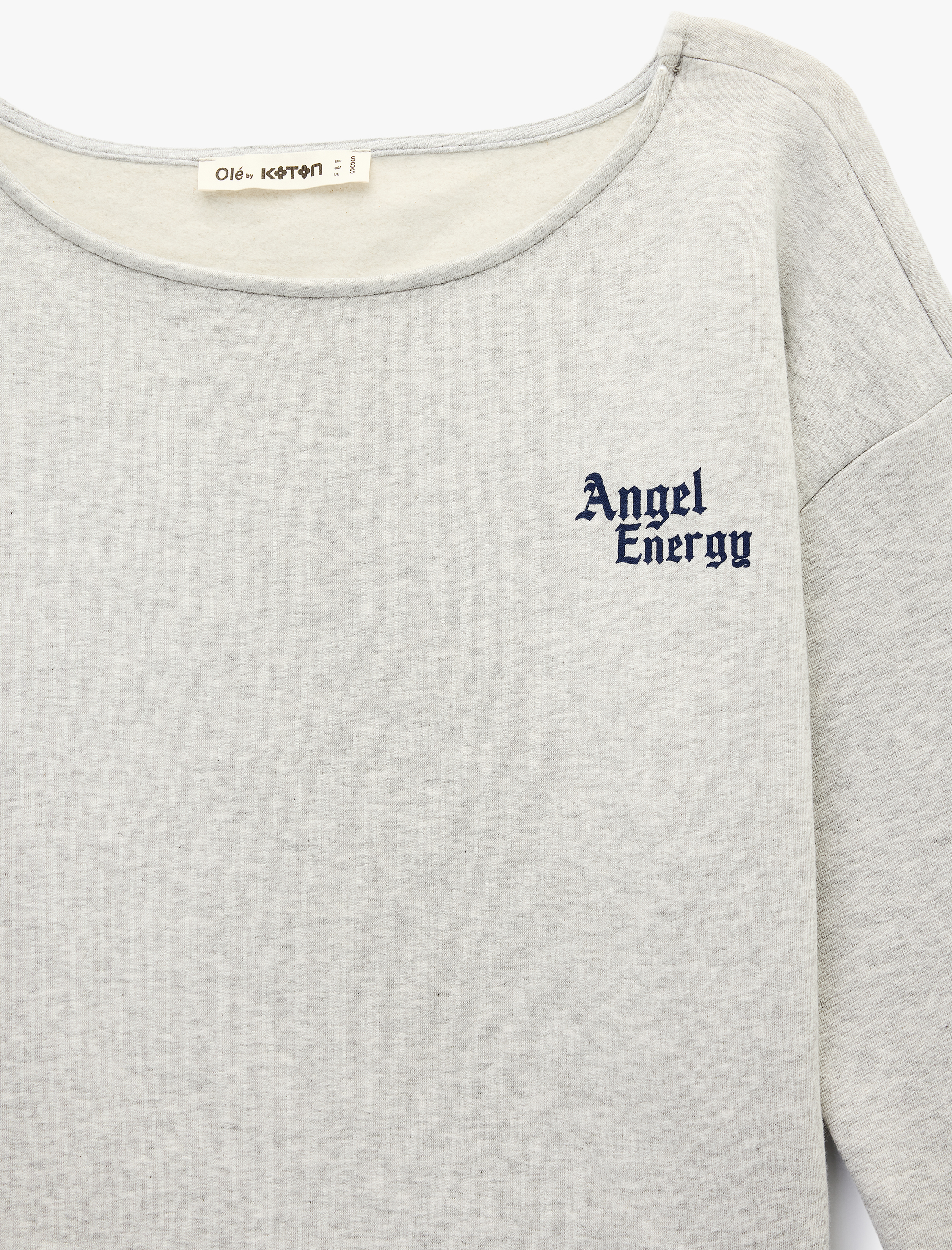   Modal Karışımlı Rahat Kalıp Kayık Yaka Arkası Baskılı Sweatshirt