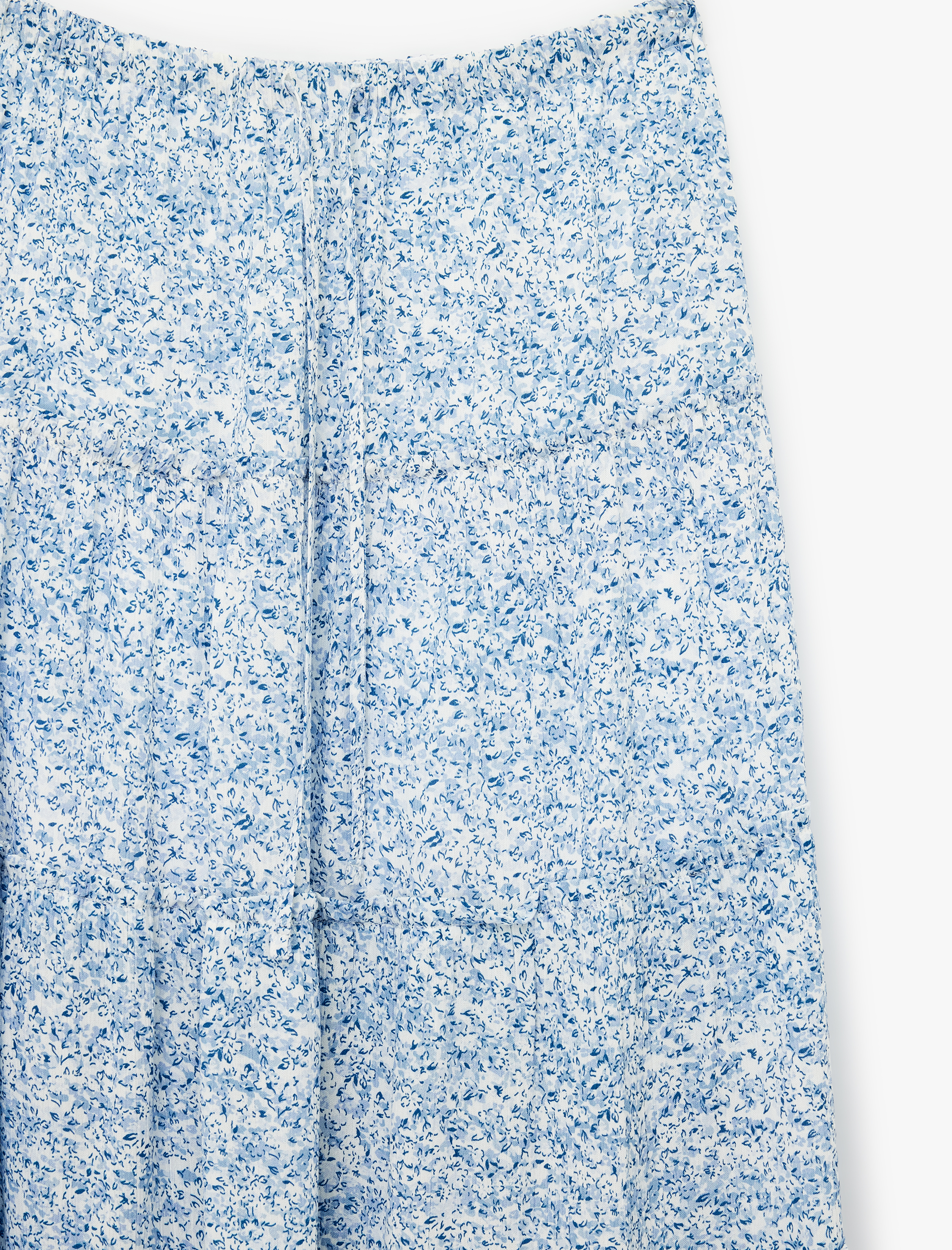   Beli Bağcıklı Viskon Crinkle A Kesim Çiçekli Uzun Etek