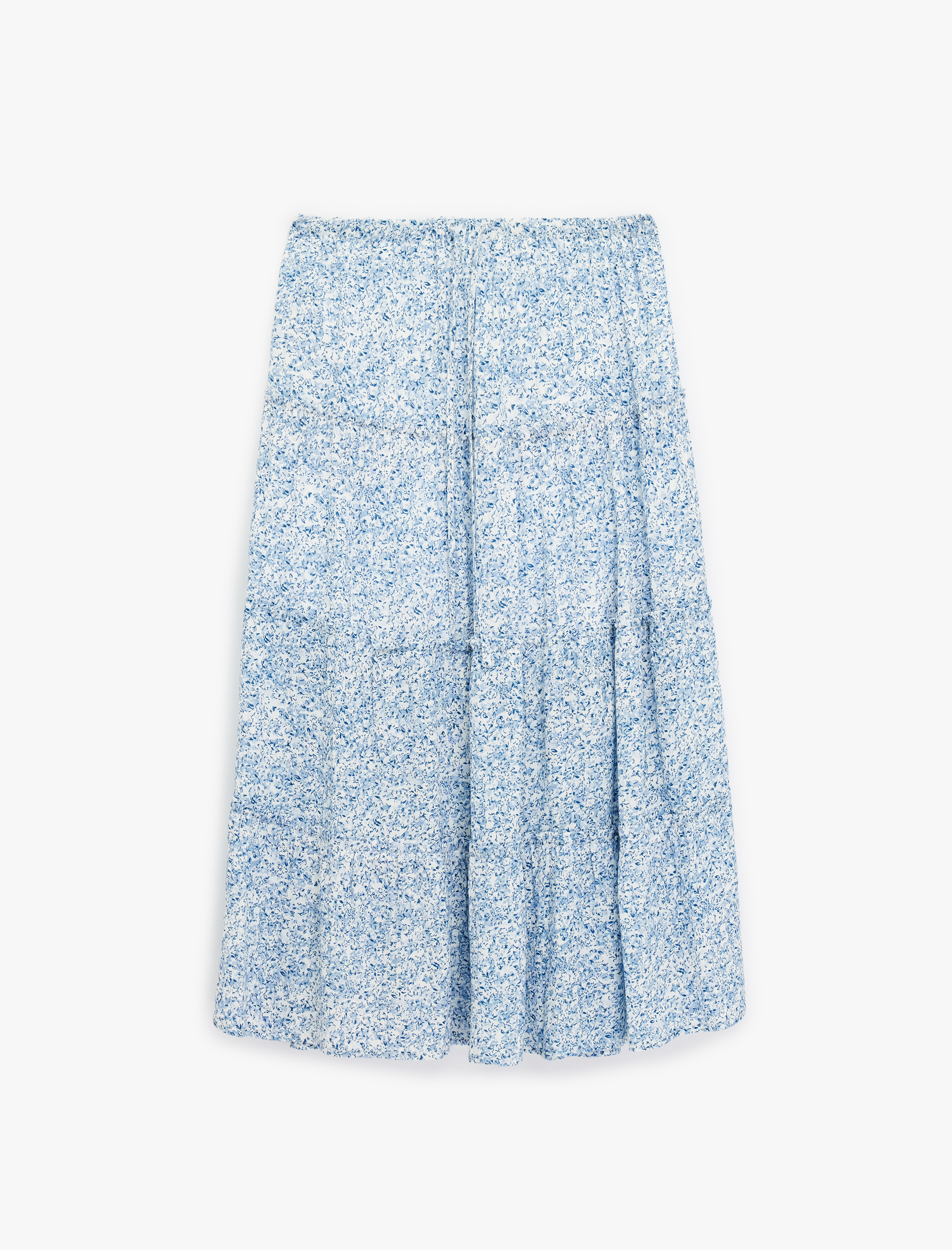   Beli Bağcıklı Viskon Crinkle A Kesim Çiçekli Uzun Etek