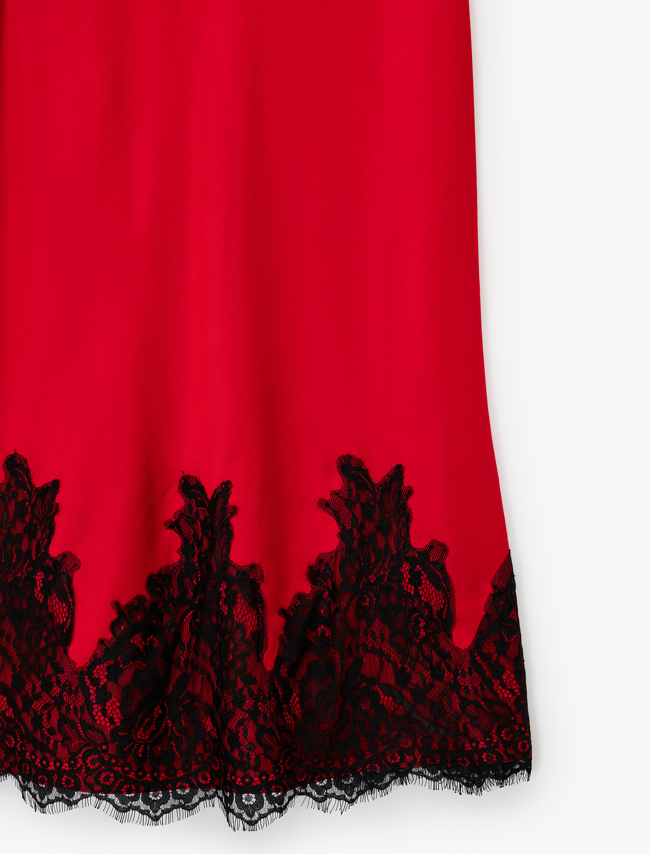   Dantel Detaylı Midi Saten Etek